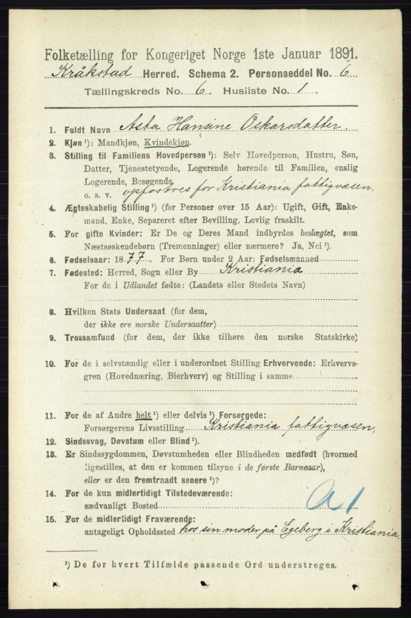 RA, 1891 census for 0212 Kråkstad, 1891, p. 3002