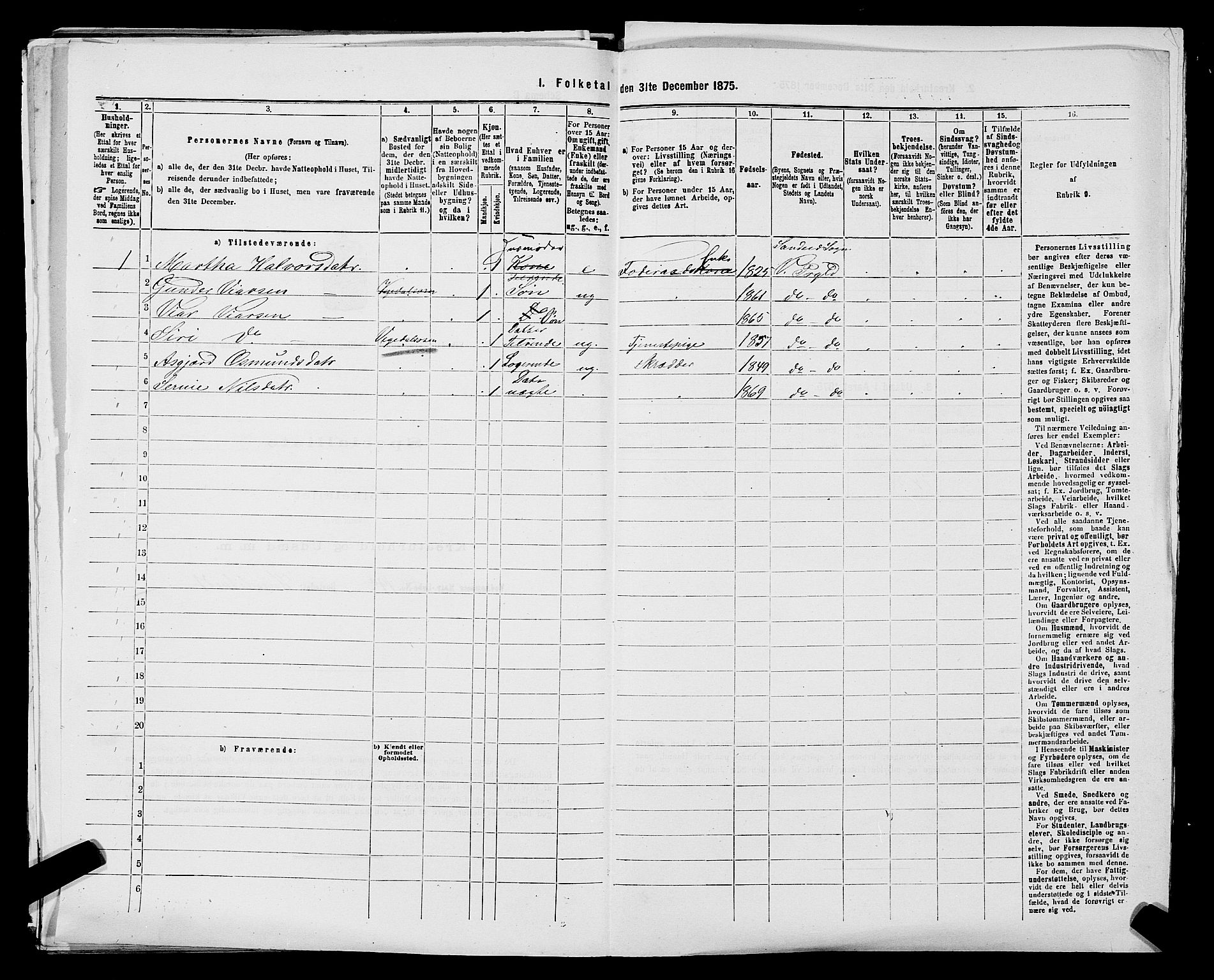 SAST, 1875 census for 1157P Vikedal, 1875, p. 118