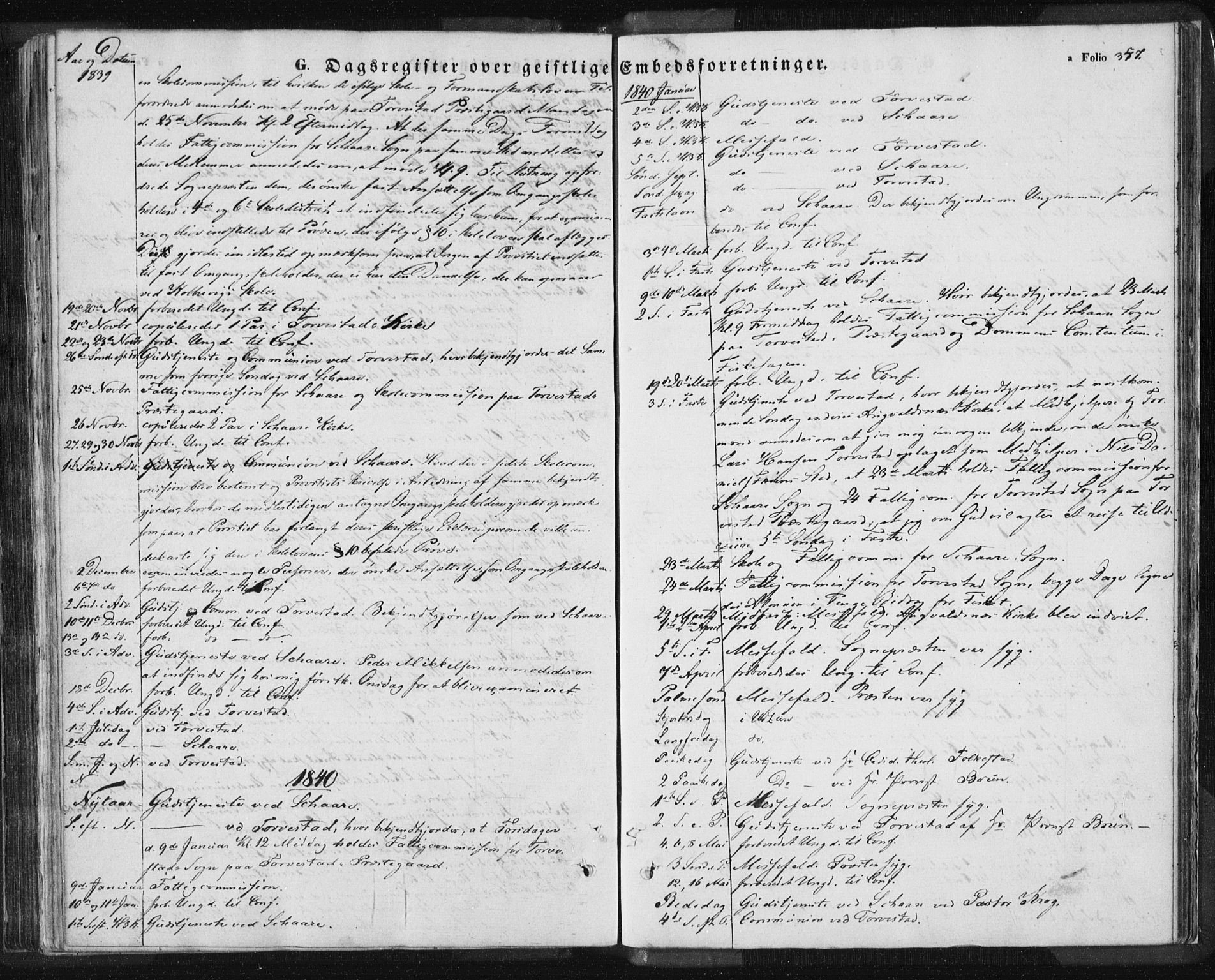 Torvastad sokneprestkontor, SAST/A -101857/H/Ha/Haa/L0006: Parish register (official) no. A 6, 1836-1847, p. 357
