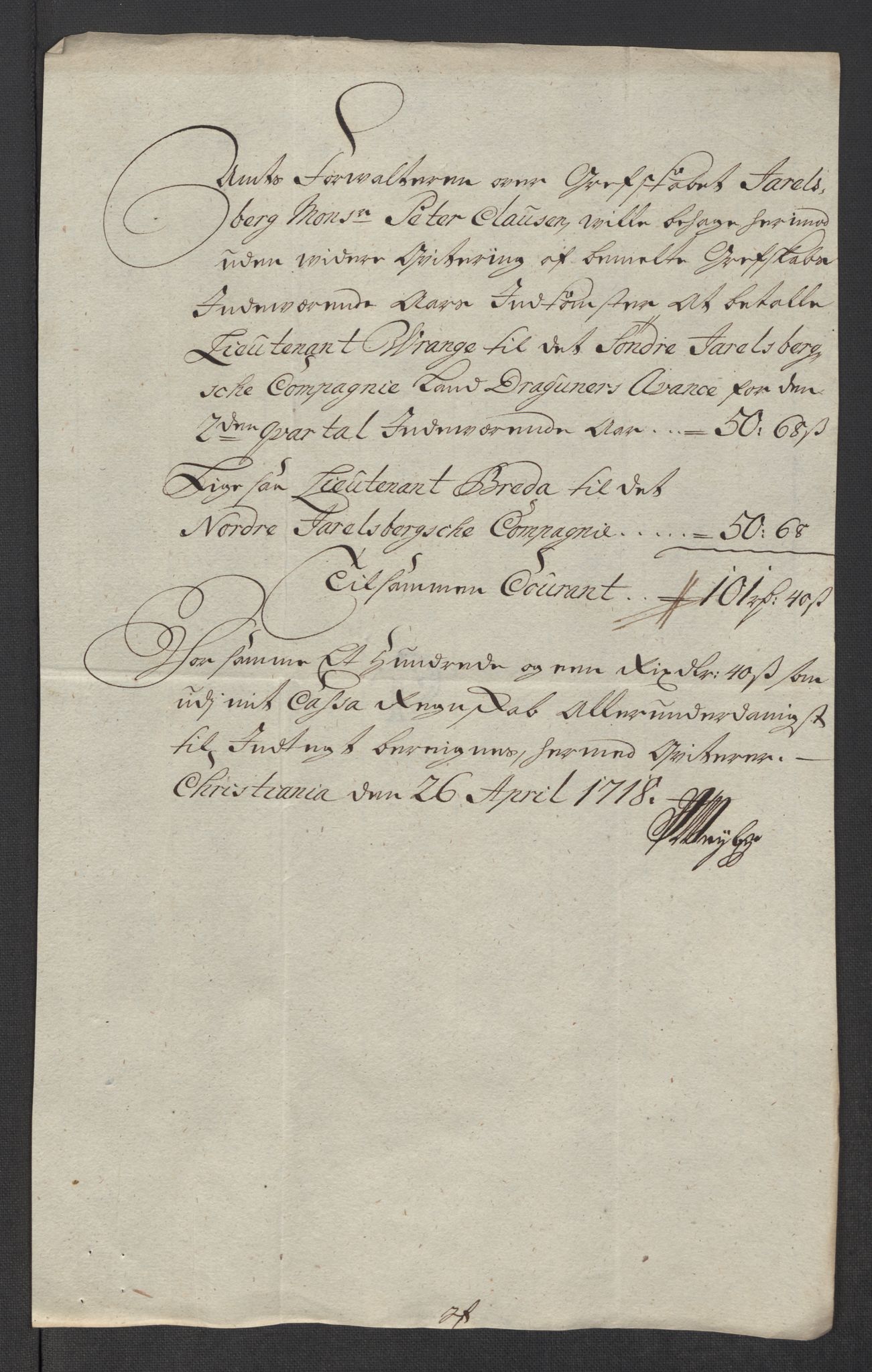 Rentekammeret inntil 1814, Reviderte regnskaper, Fogderegnskap, AV/RA-EA-4092/R32/L1882: Fogderegnskap Jarlsberg grevskap, 1718, p. 356