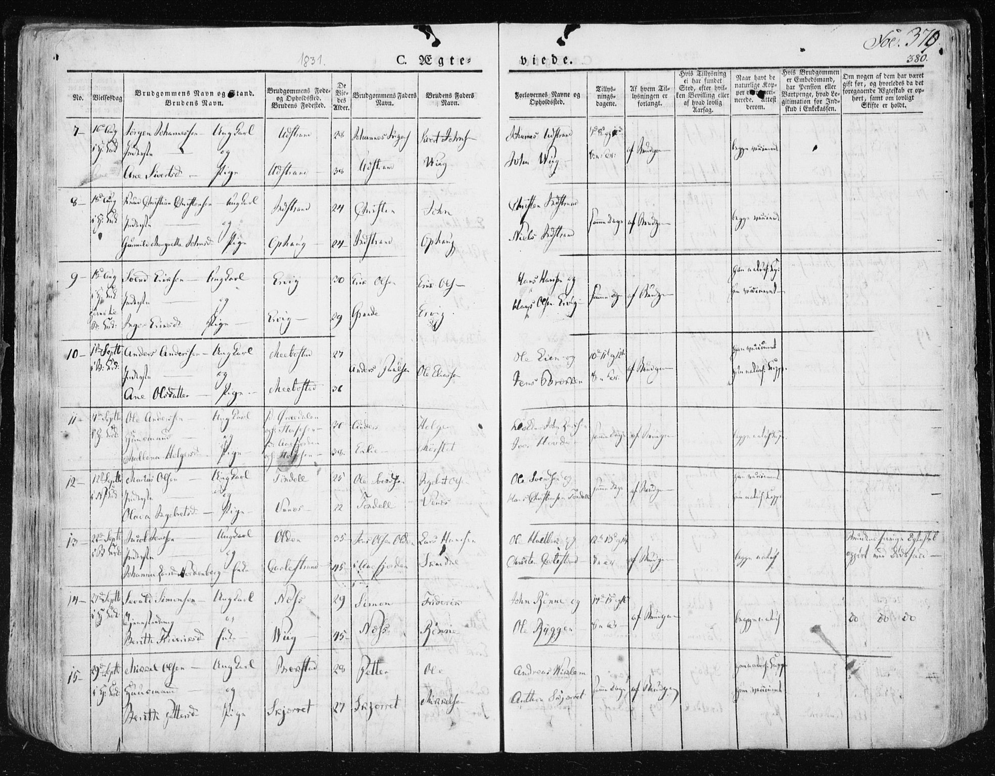 Ministerialprotokoller, klokkerbøker og fødselsregistre - Sør-Trøndelag, SAT/A-1456/659/L0735: Parish register (official) no. 659A05, 1826-1841, p. 379
