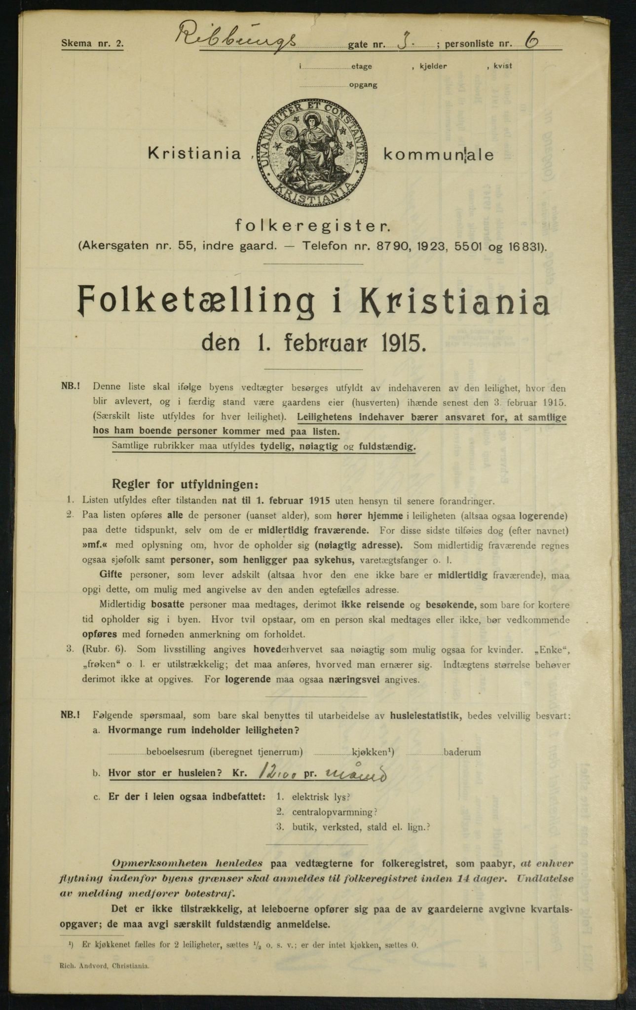 OBA, Municipal Census 1915 for Kristiania, 1915, p. 82664