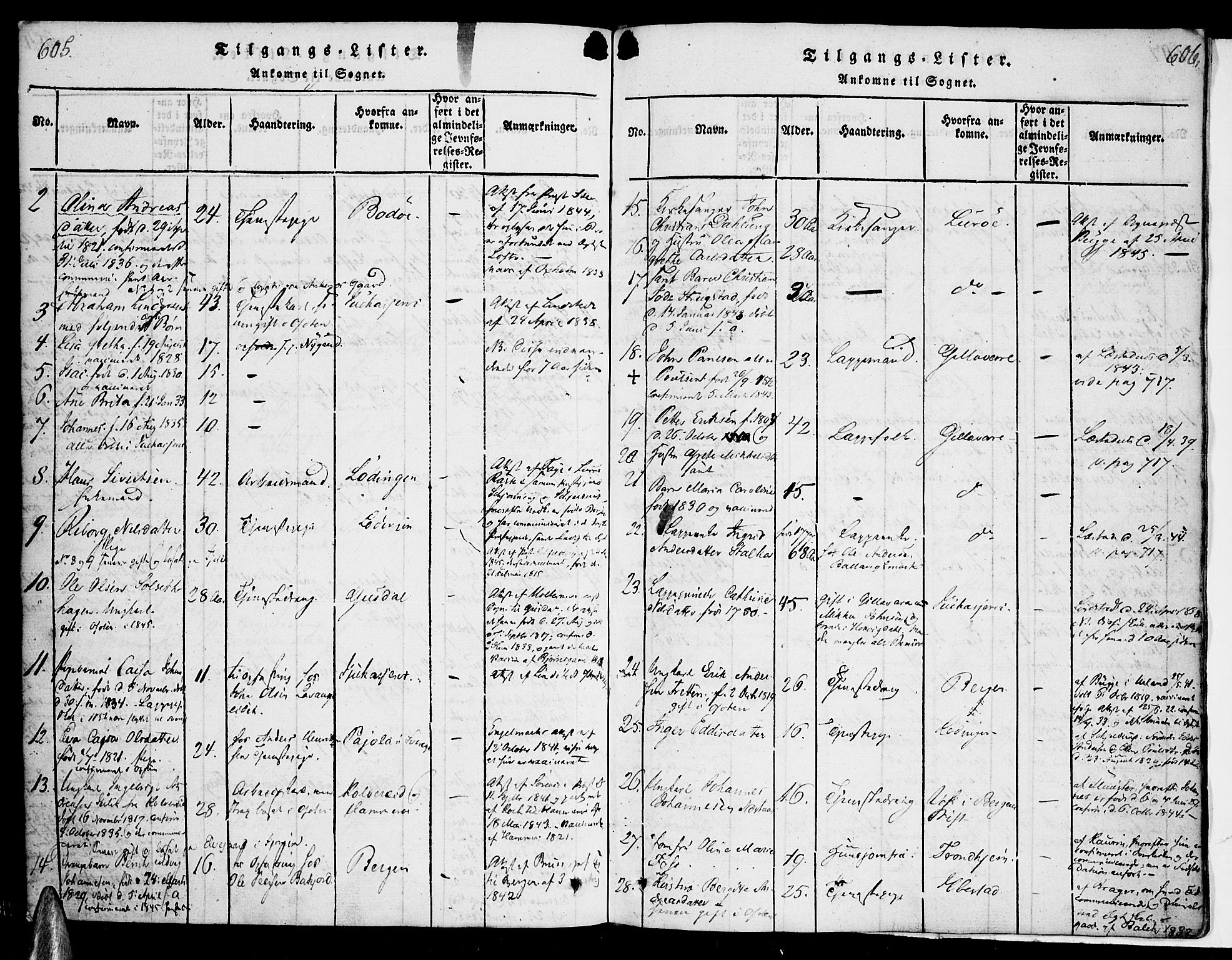 Ministerialprotokoller, klokkerbøker og fødselsregistre - Nordland, AV/SAT-A-1459/863/L0894: Parish register (official) no. 863A06, 1821-1851, p. 605-606