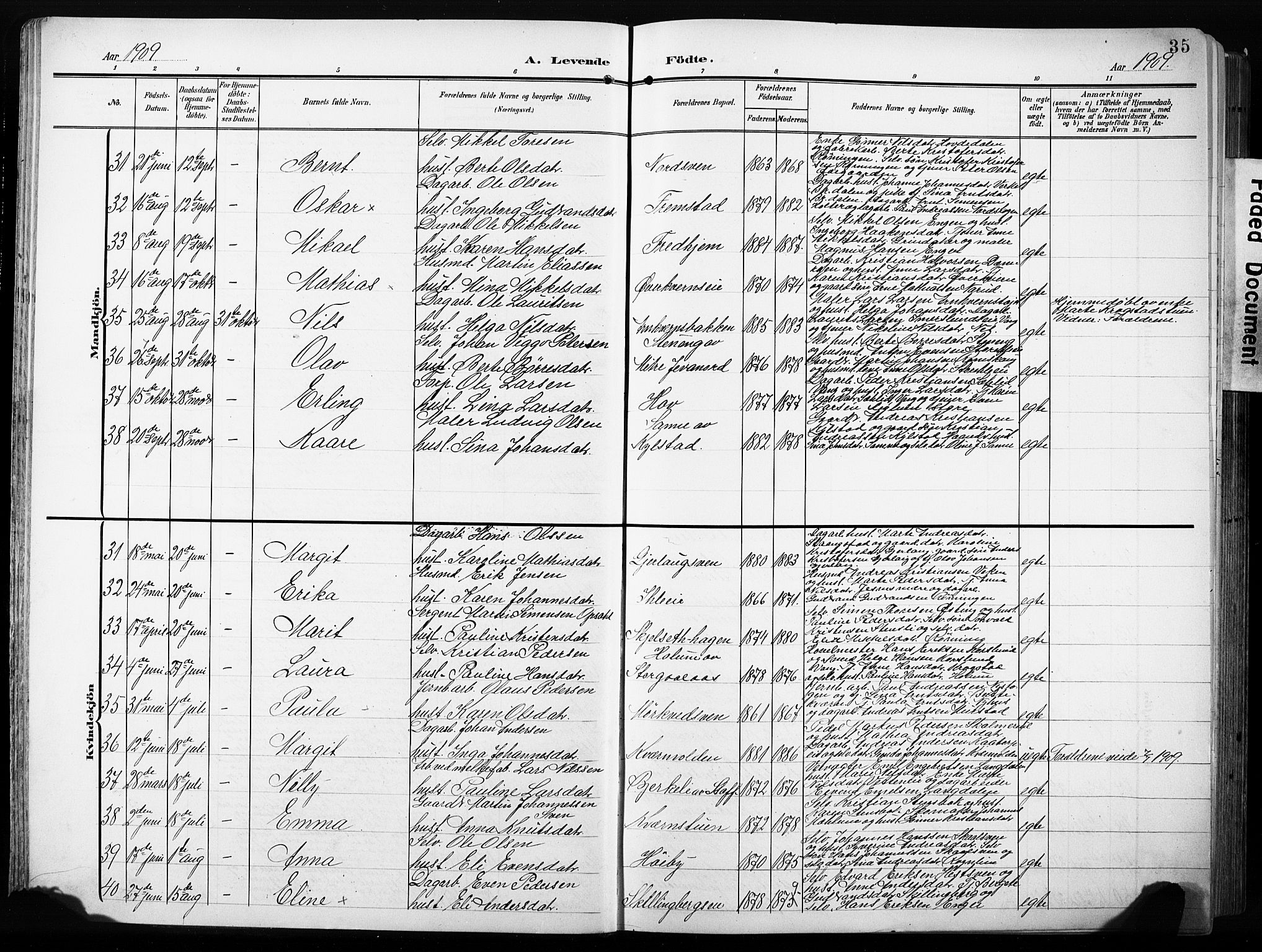 Furnes prestekontor, AV/SAH-PREST-012/L/La/L0001: Parish register (copy) no. 1, 1904-1933, p. 35