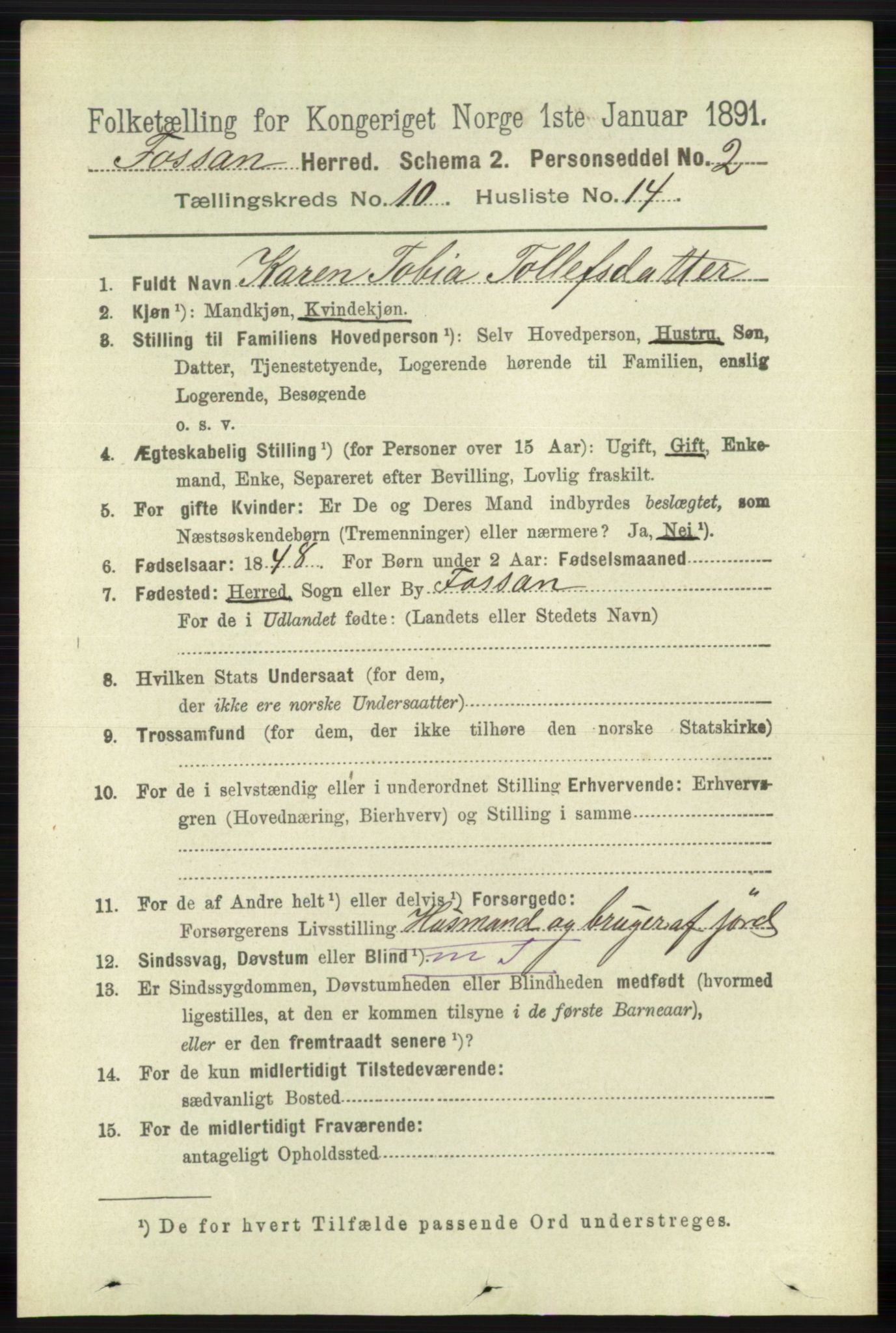 RA, 1891 census for 1129 Forsand, 1891, p. 1767