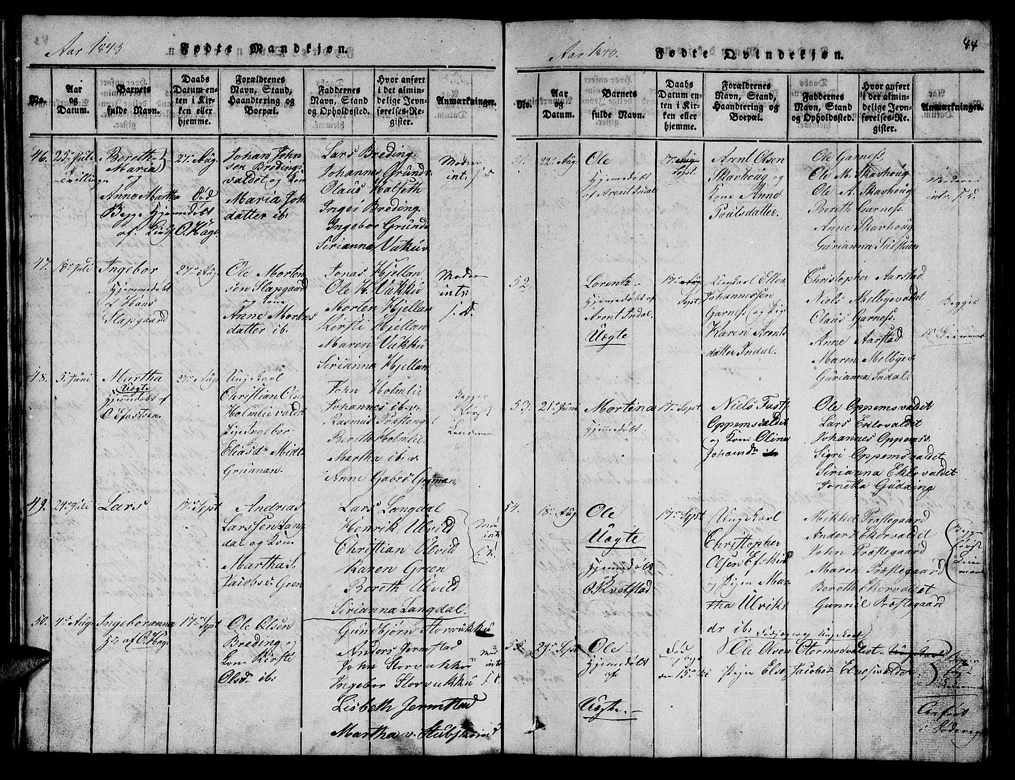 Ministerialprotokoller, klokkerbøker og fødselsregistre - Nord-Trøndelag, AV/SAT-A-1458/723/L0251: Parish register (copy) no. 723C01 /2, 1843-1845, p. 44
