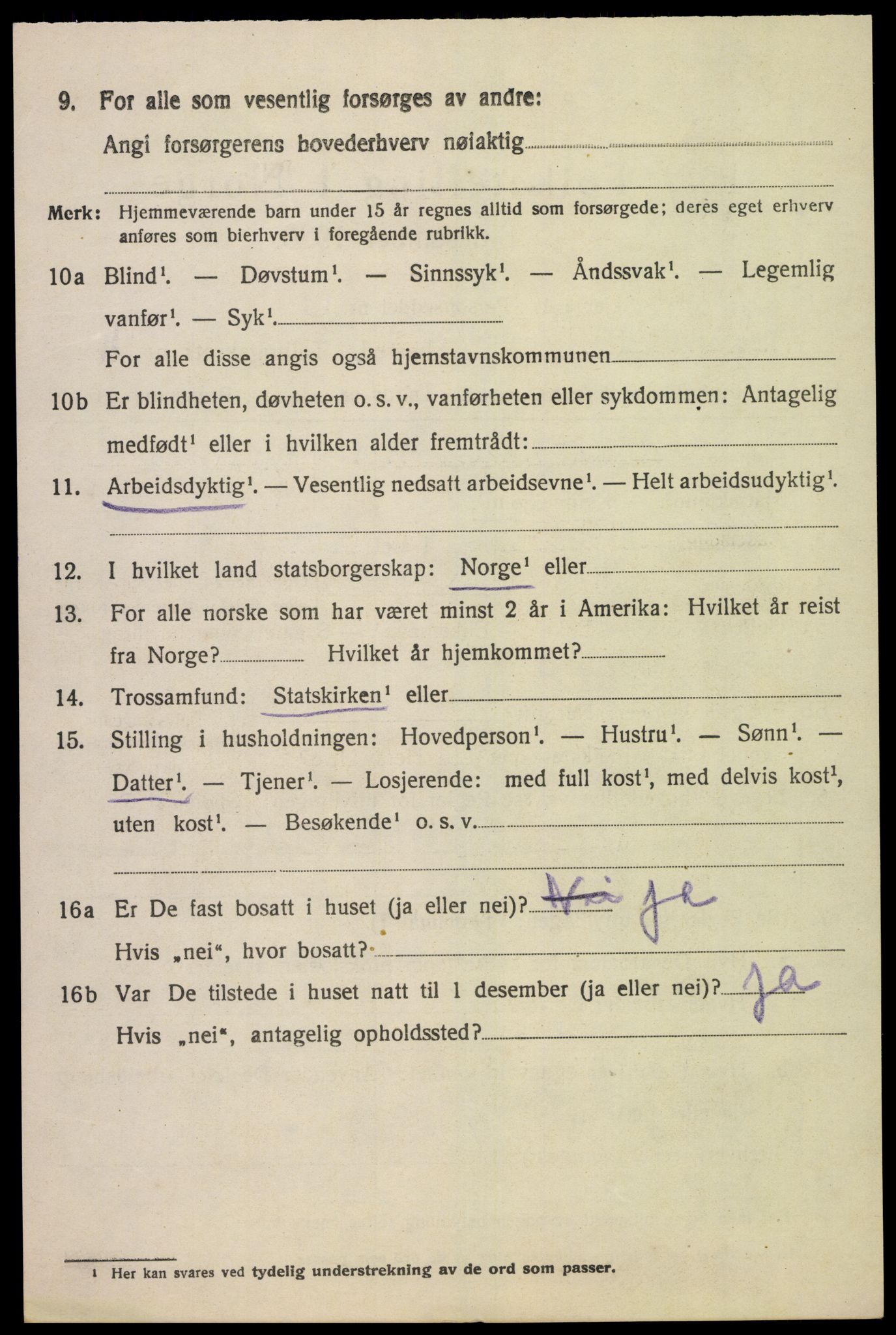 SAK, 1920 census for Åseral, 1920, p. 985
