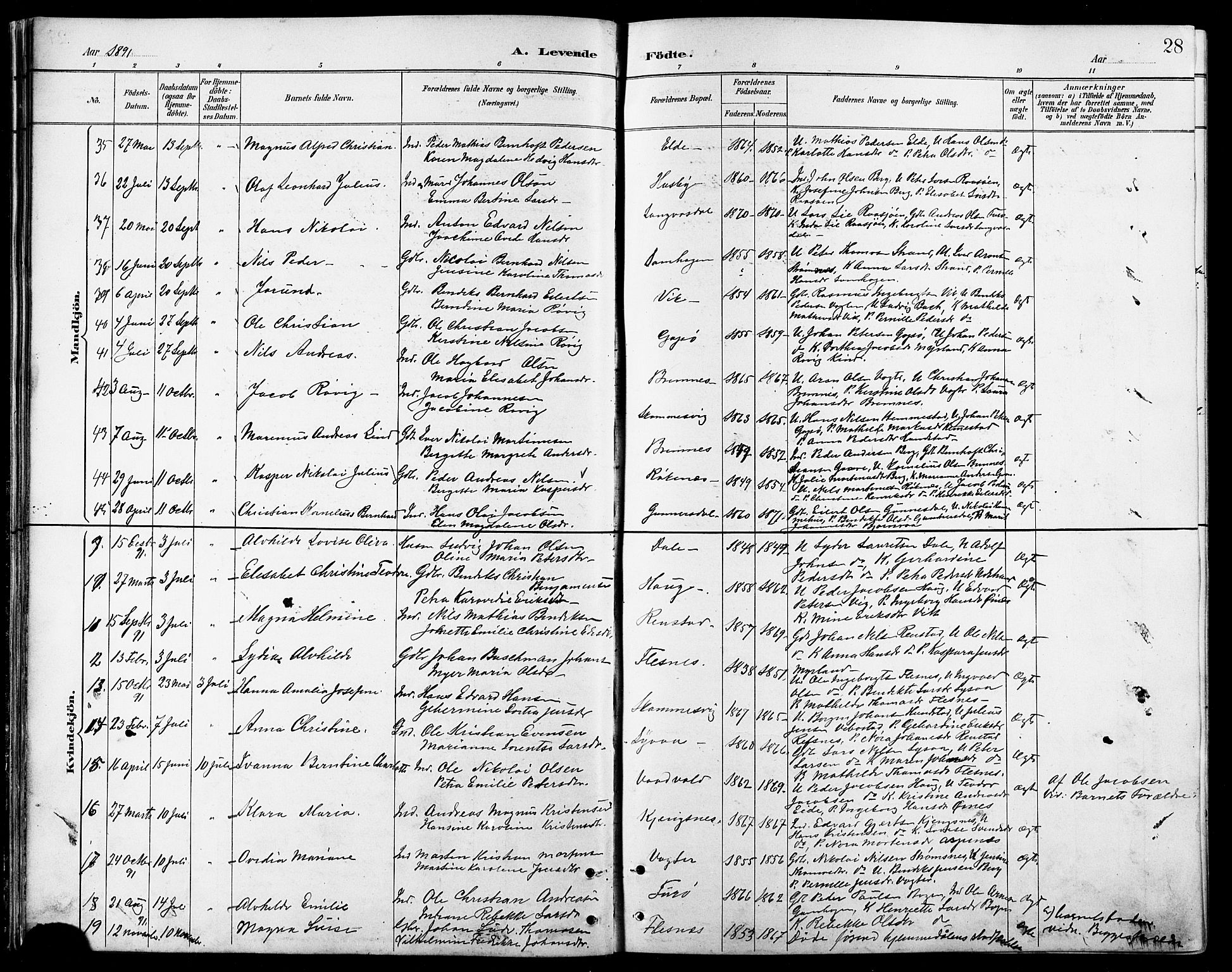 Kvæfjord sokneprestkontor, AV/SATØ-S-1323/G/Ga/Gab/L0005klokker: Parish register (copy) no. 5, 1886-1911, p. 28