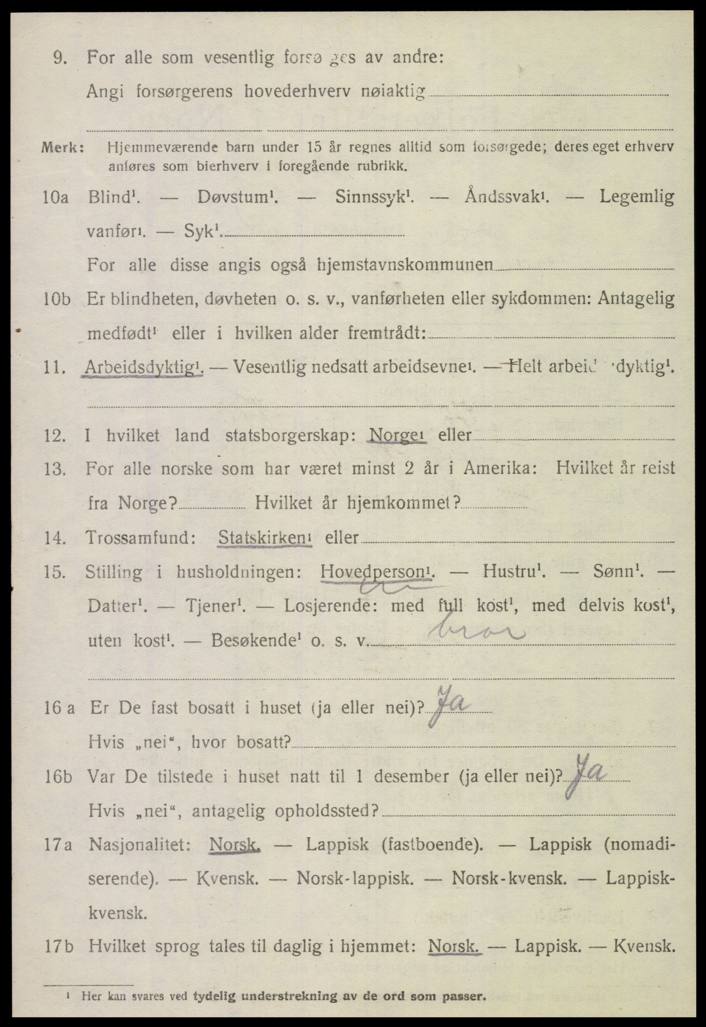 SAT, 1920 census for Verdal, 1920, p. 15554