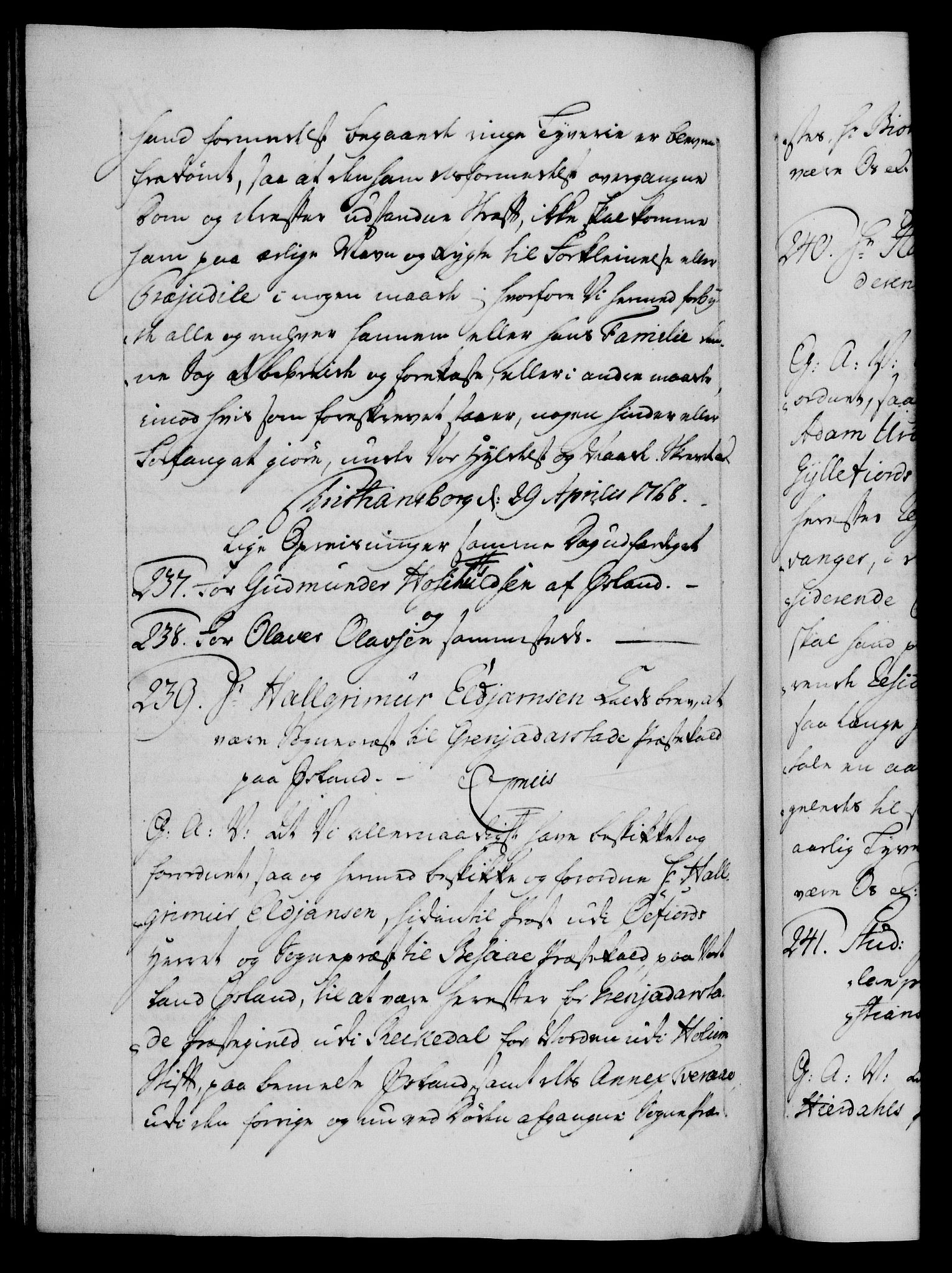 Danske Kanselli 1572-1799, AV/RA-EA-3023/F/Fc/Fca/Fcaa/L0043: Norske registre, 1766-1768, p. 617b