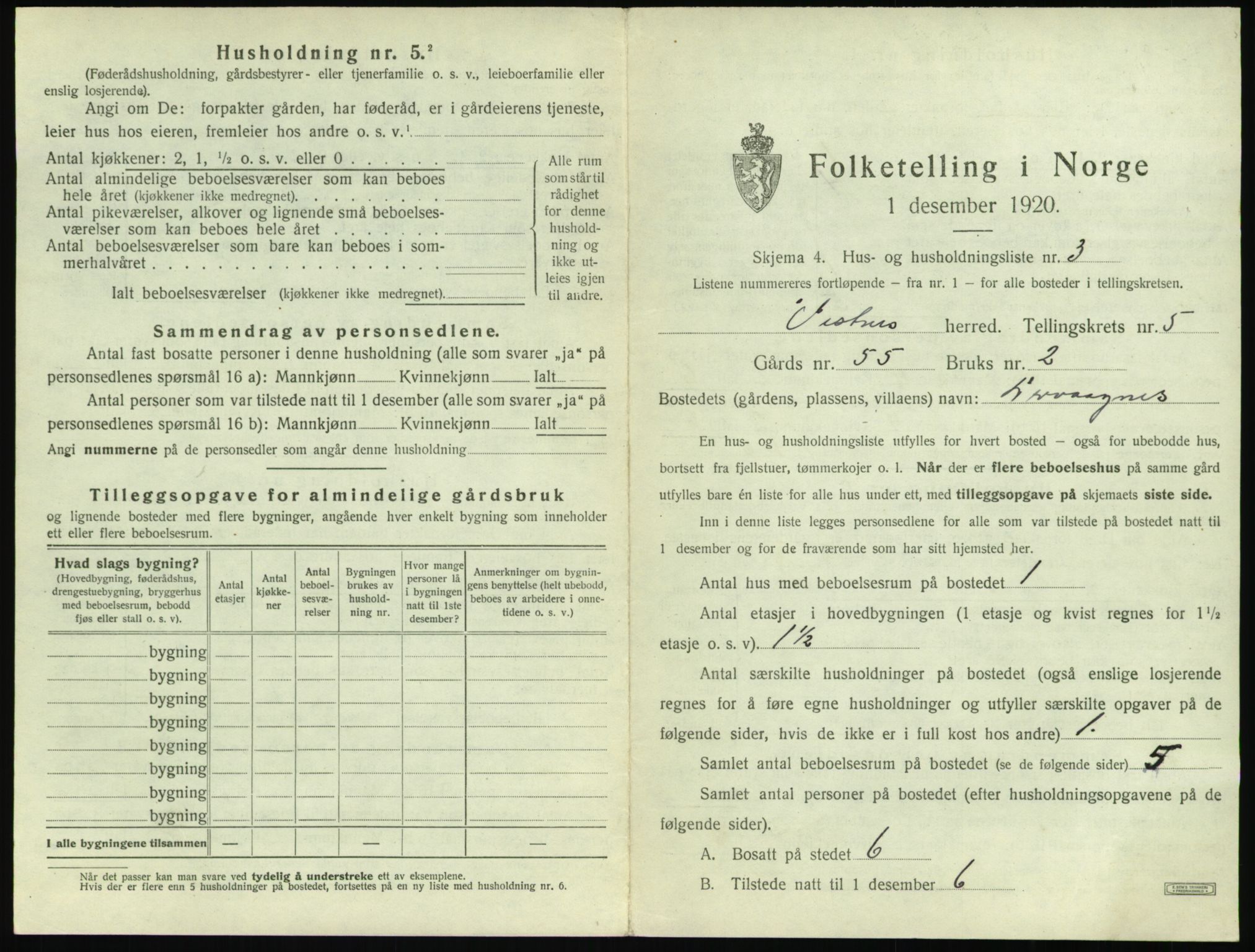 SAT, 1920 census for Vestnes, 1920, p. 583