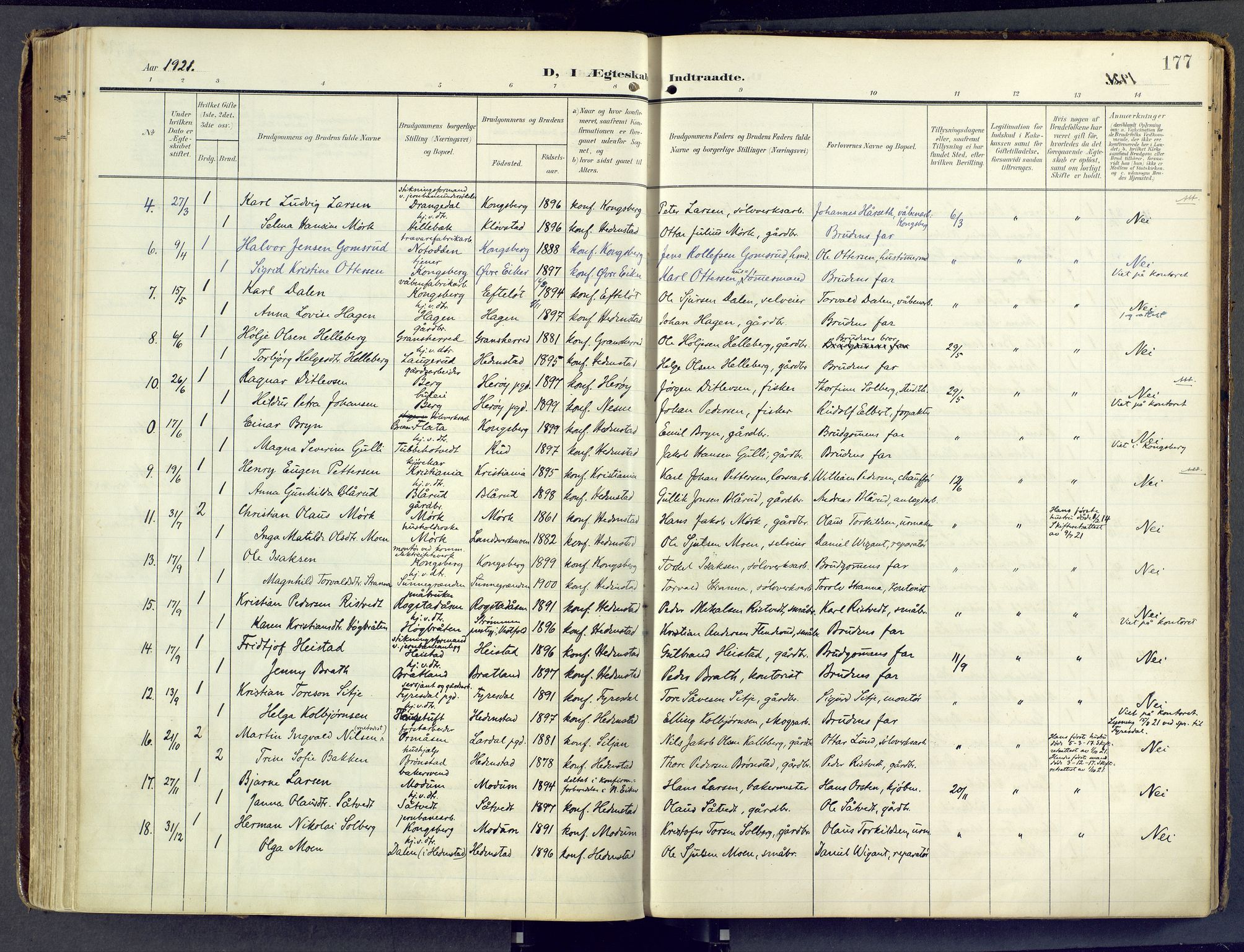 Sandsvær kirkebøker, AV/SAKO-A-244/F/Fd/L0002: Parish register (official) no. IV 2, 1906-1943, p. 177