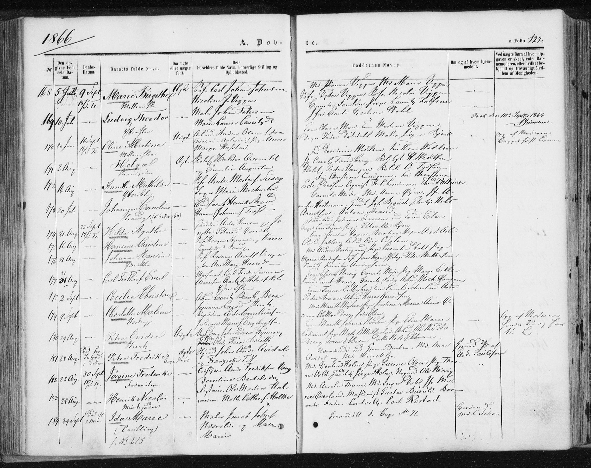 Ministerialprotokoller, klokkerbøker og fødselsregistre - Sør-Trøndelag, SAT/A-1456/602/L0115: Parish register (official) no. 602A13, 1860-1872, p. 122