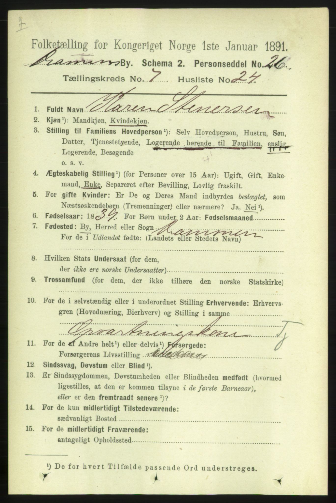 RA, 1891 census for 0602 Drammen, 1891, p. 6714