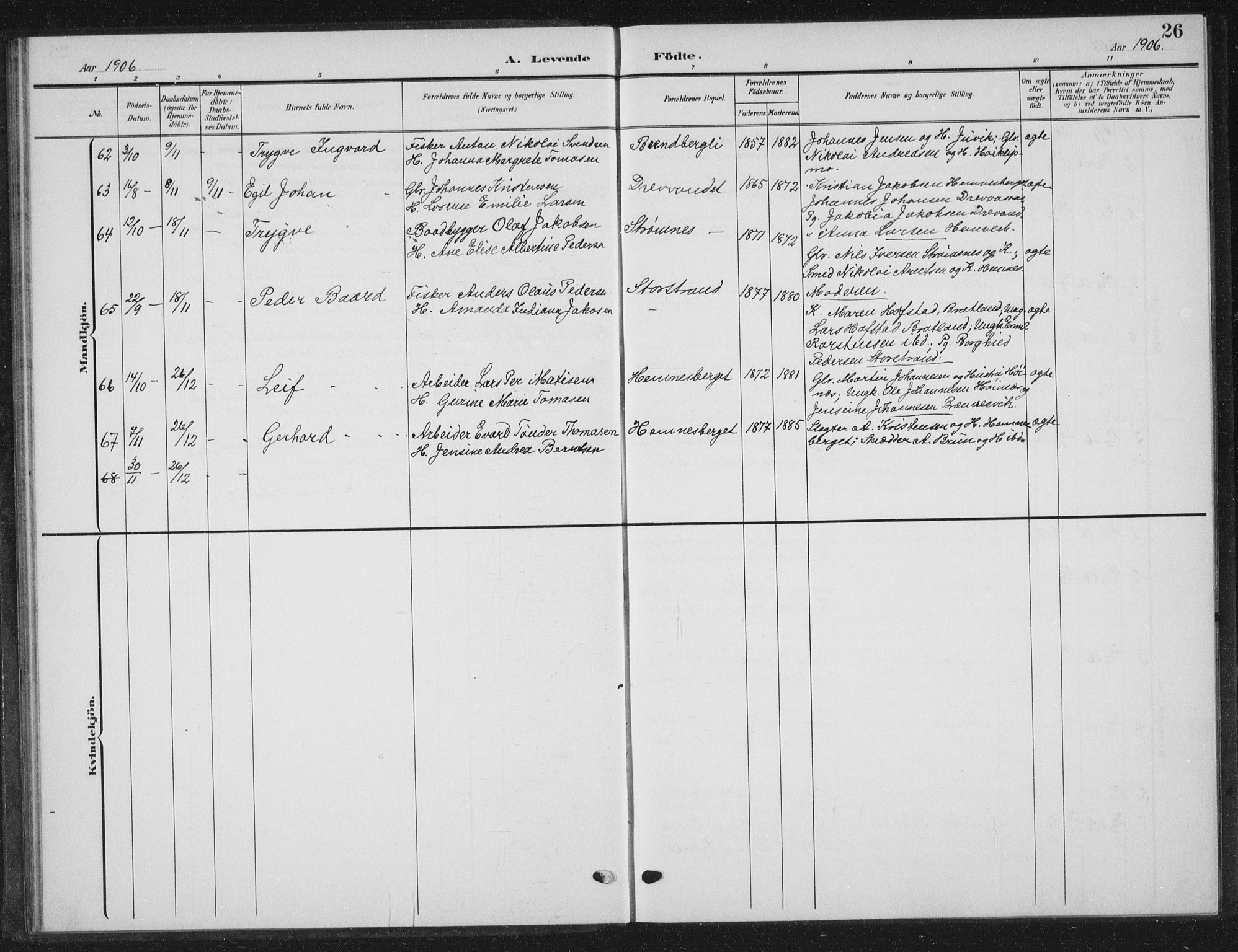 Ministerialprotokoller, klokkerbøker og fødselsregistre - Nordland, AV/SAT-A-1459/825/L0370: Parish register (copy) no. 825C07, 1903-1923, p. 26