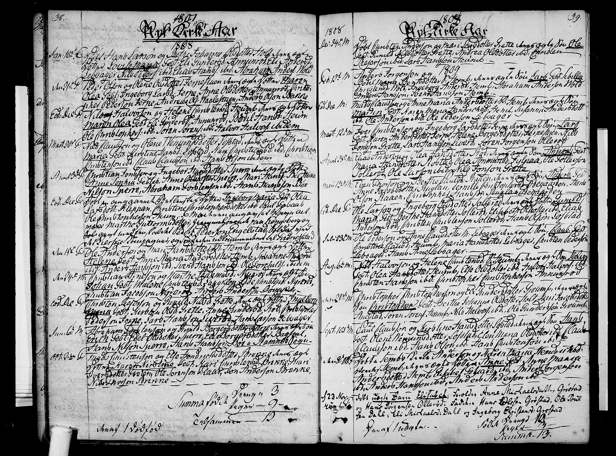 Våle kirkebøker, SAKO/A-334/F/Fb/L0001: Parish register (official) no. II 1, 1774-1814, p. 38-39