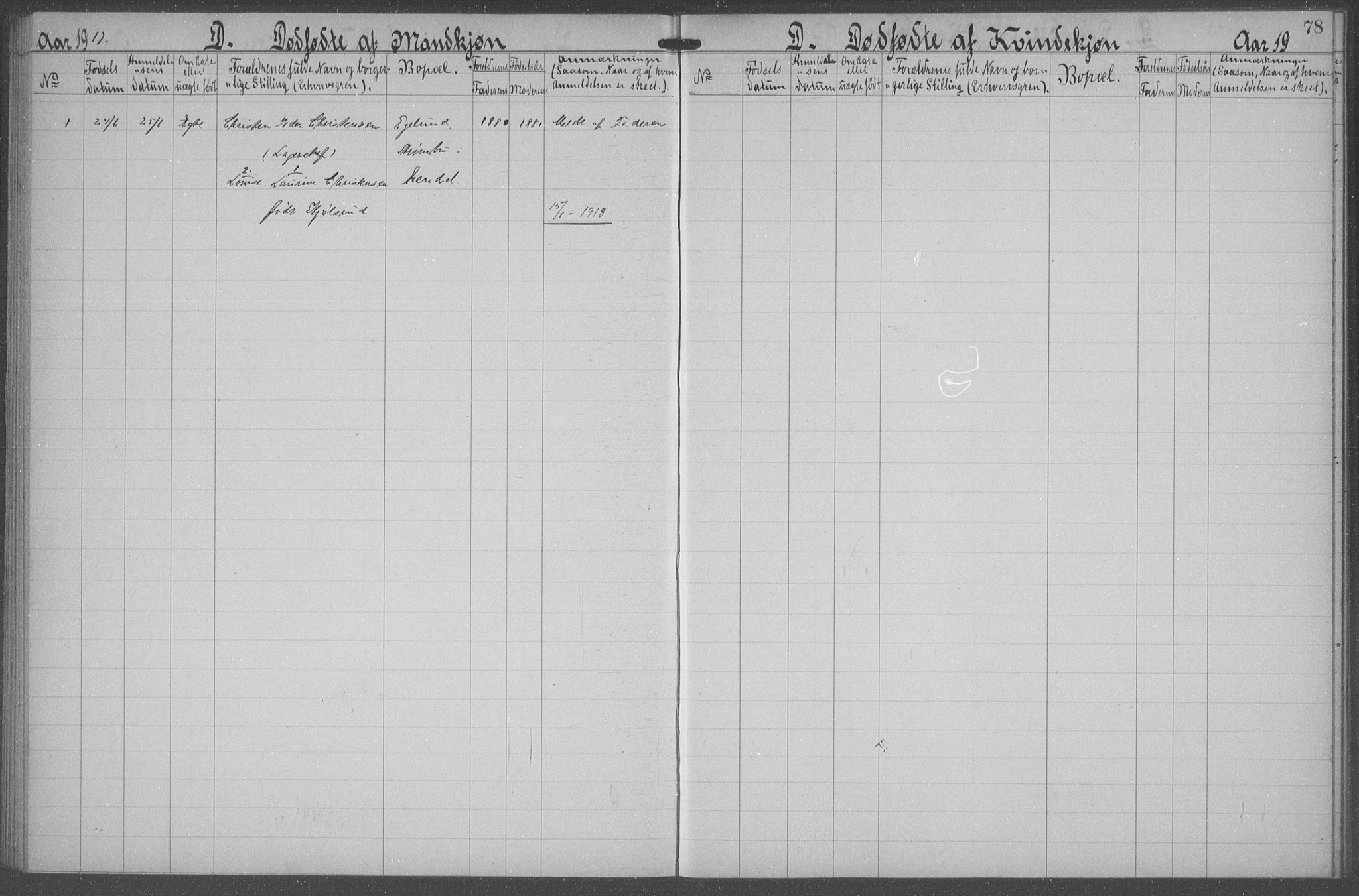 Den katolsk-apostoliske menighet, Arendal, AV/SAK-1292-0009/F/Fa/L0002: Dissenter register no. F 9, 1900-1938, p. 78