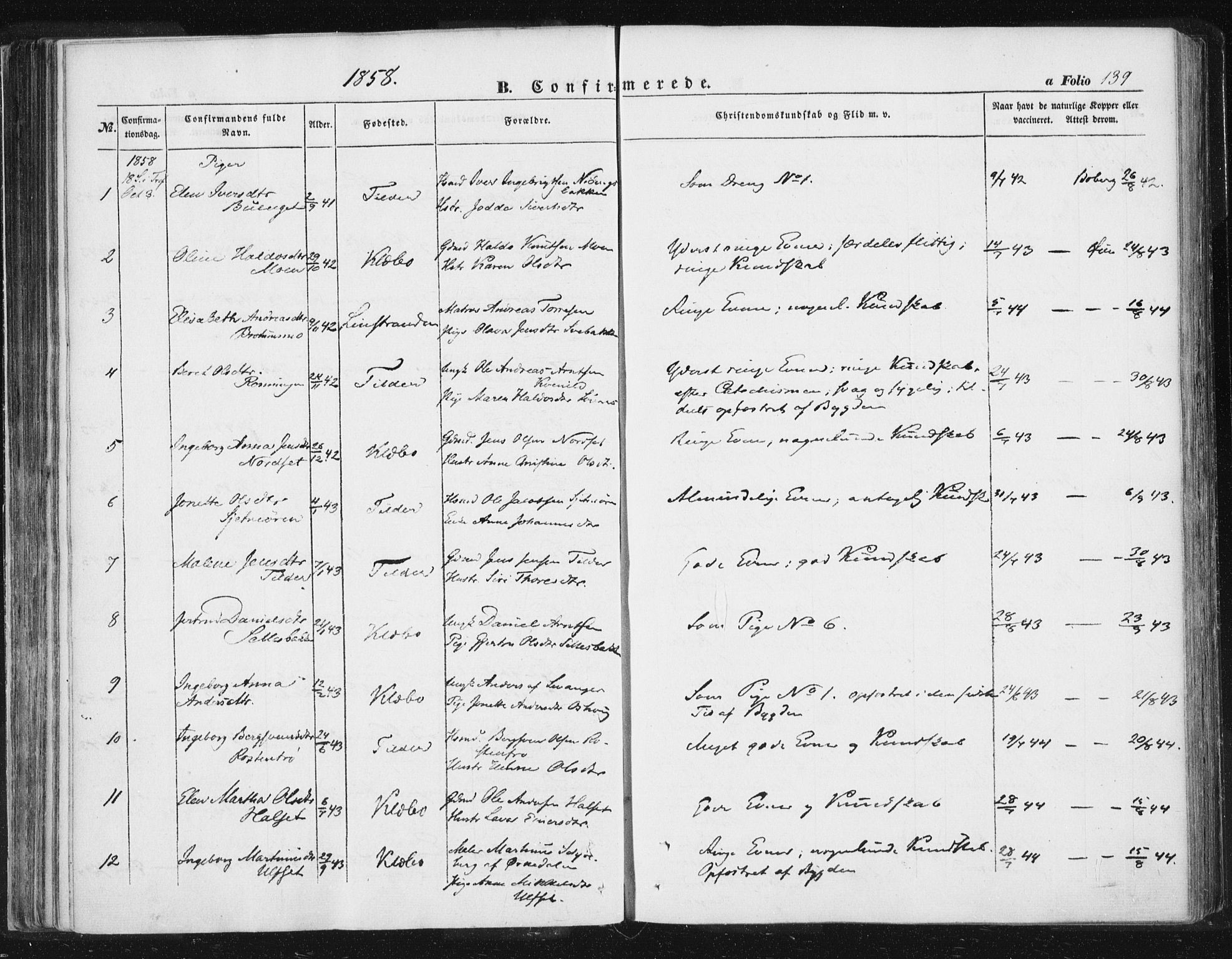 Ministerialprotokoller, klokkerbøker og fødselsregistre - Sør-Trøndelag, SAT/A-1456/618/L0441: Parish register (official) no. 618A05, 1843-1862, p. 139