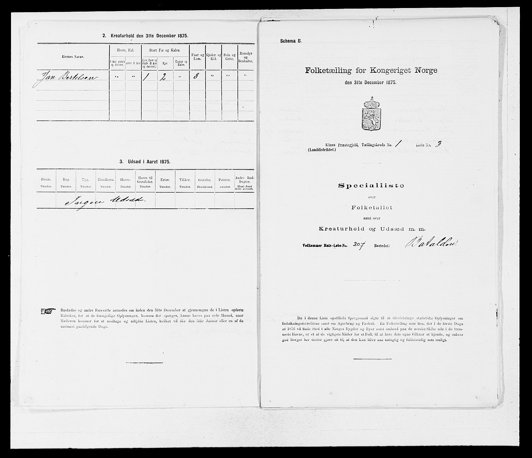 SAB, 1875 census for 1437L Kinn/Kinn og Svanøy, 1875, p. 39