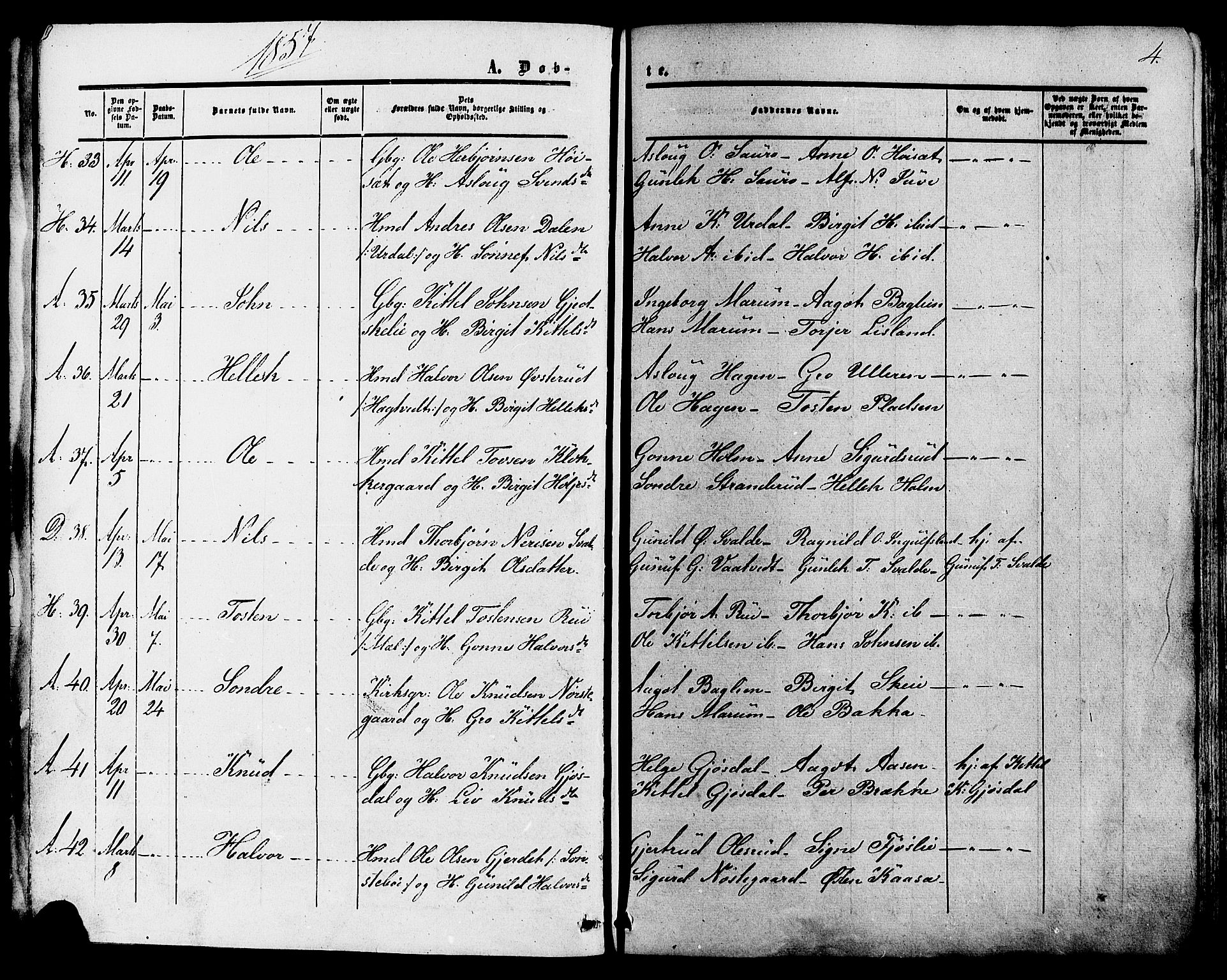 Tinn kirkebøker, AV/SAKO-A-308/F/Fa/L0006: Parish register (official) no. I 6, 1857-1878, p. 4