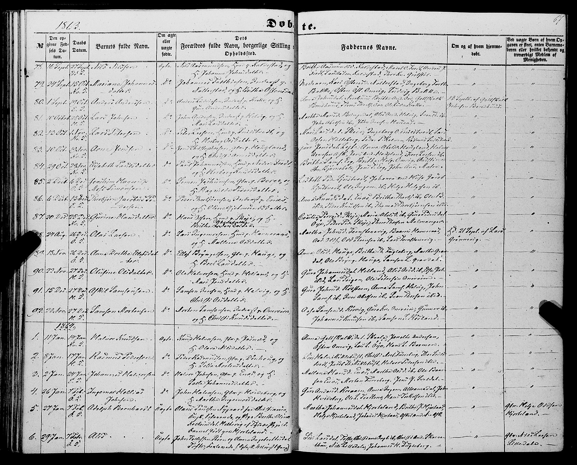 Kvinnherad sokneprestembete, SAB/A-76401/H/Haa: Parish register (official) no. A 8, 1854-1872, p. 67