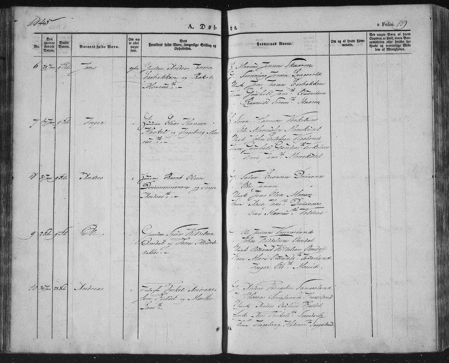 Vennesla sokneprestkontor, AV/SAK-1111-0045/Fa/Fac/L0004: Parish register (official) no. A 4, 1834-1855, p. 159