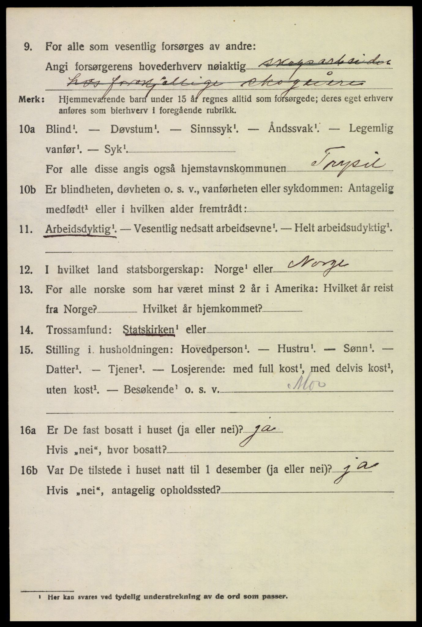 SAH, 1920 census for Trysil, 1920, p. 8800