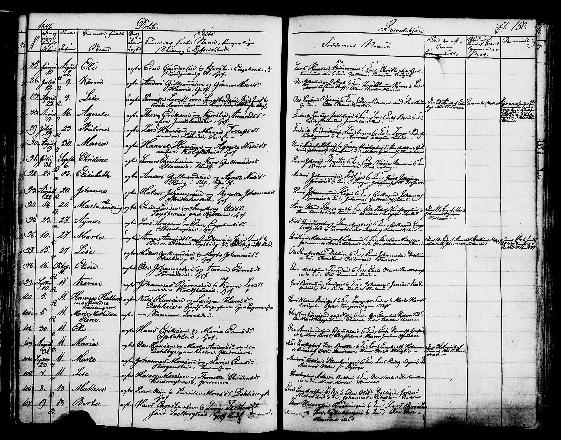 Ringsaker prestekontor, AV/SAH-PREST-014/K/Ka/L0008: Parish register (official) no. 8, 1837-1850, p. 150