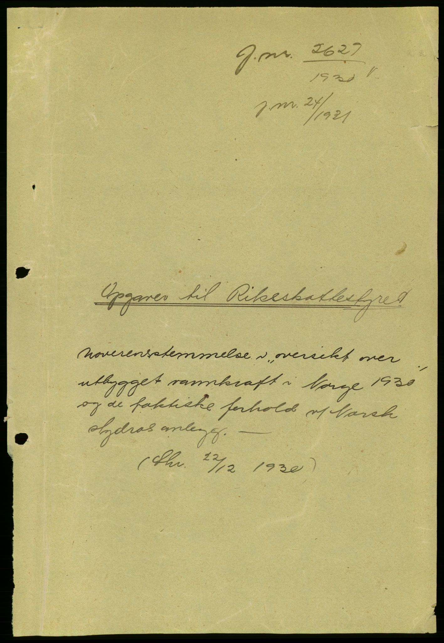 Vassdragsdirektoratet/avdelingen, AV/RA-S-6242/F/Fa/L0235/0002: Skiensvassdraget. Østfjeldske vassdrag / Møsvatns regulering, 1902-1930, p. 3