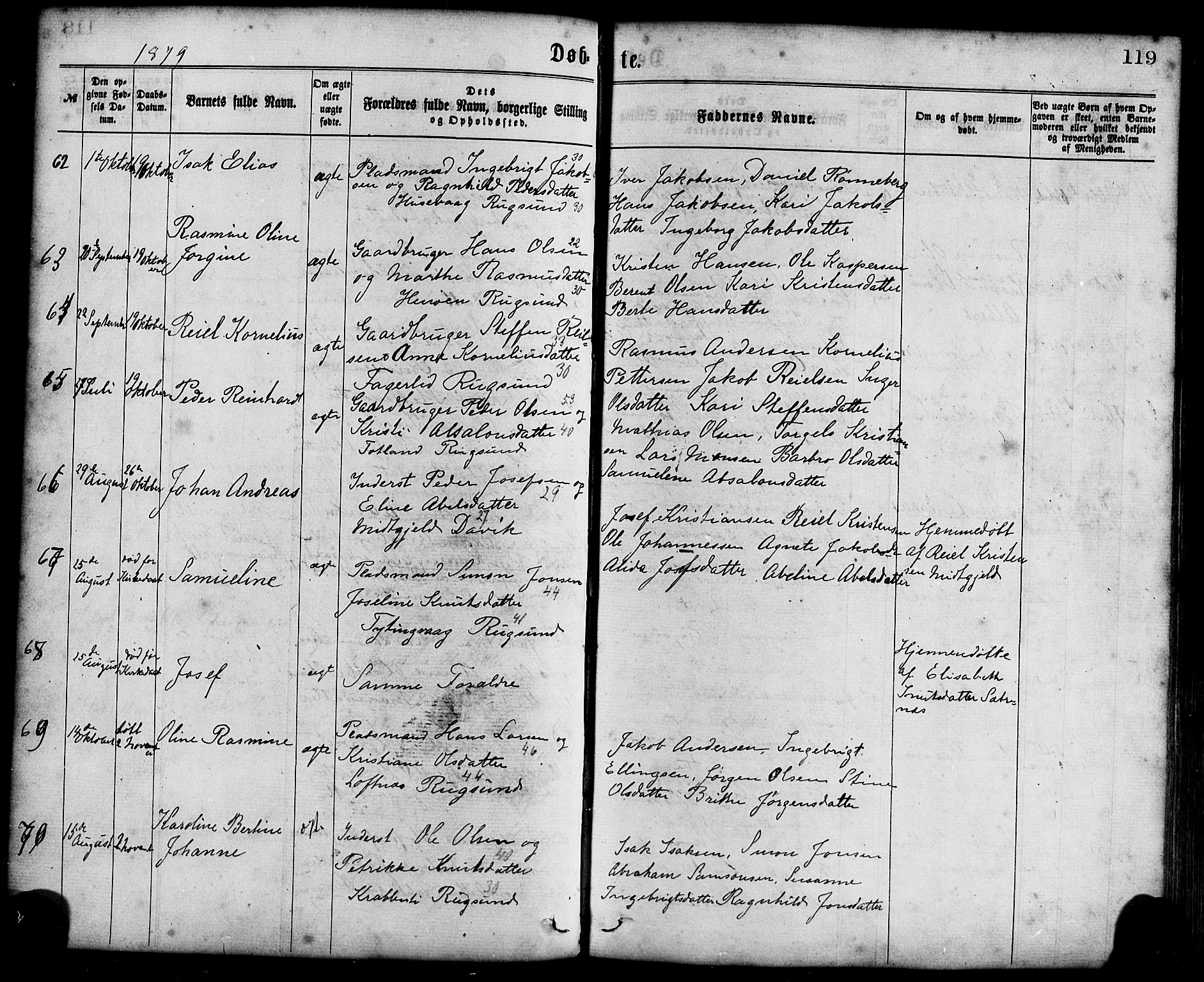 Davik sokneprestembete, AV/SAB-A-79701/H/Haa/Haaa/L0006: Parish register (official) no. A 6, 1867-1881, p. 119