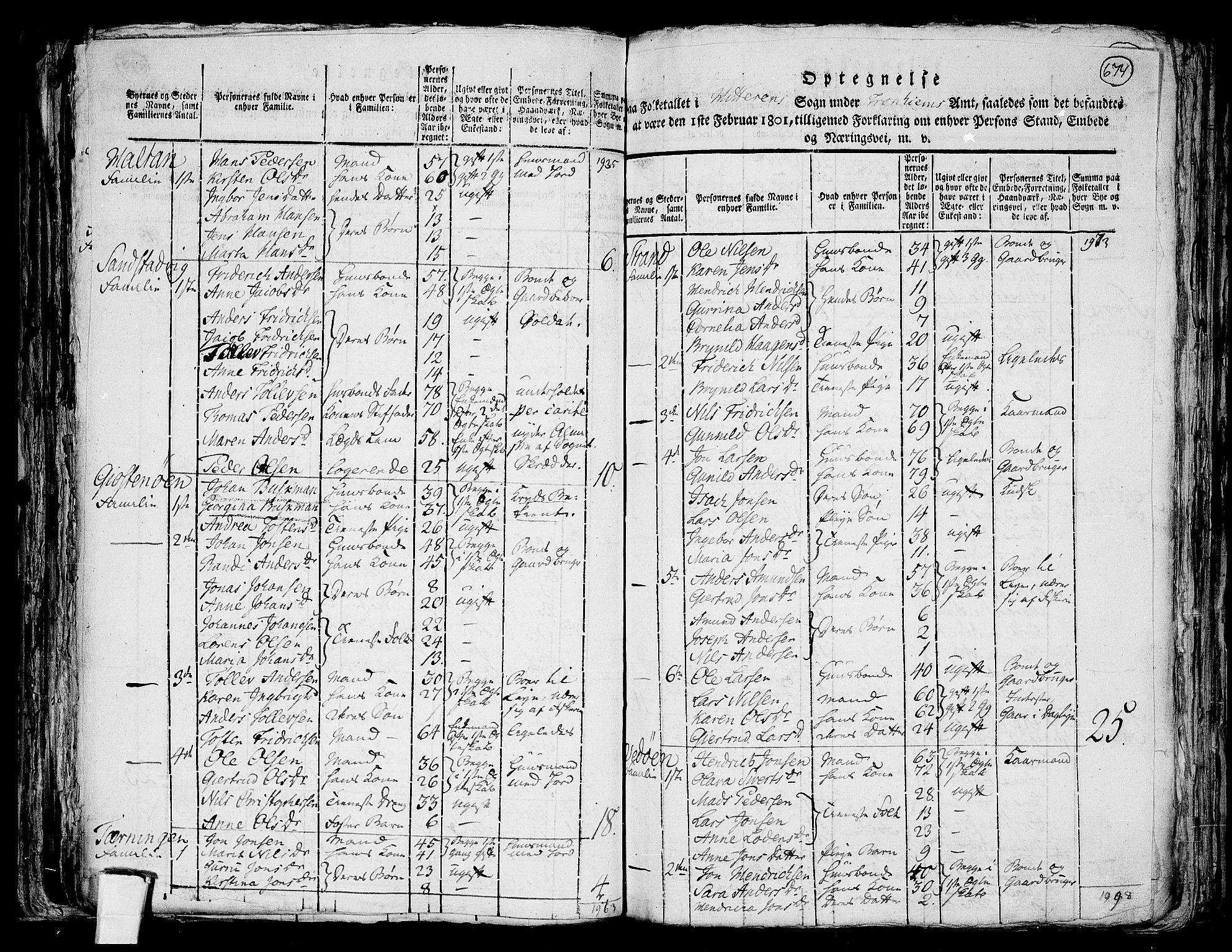 RA, 1801 census for 1617P Hitra, 1801, p. 673b-674a