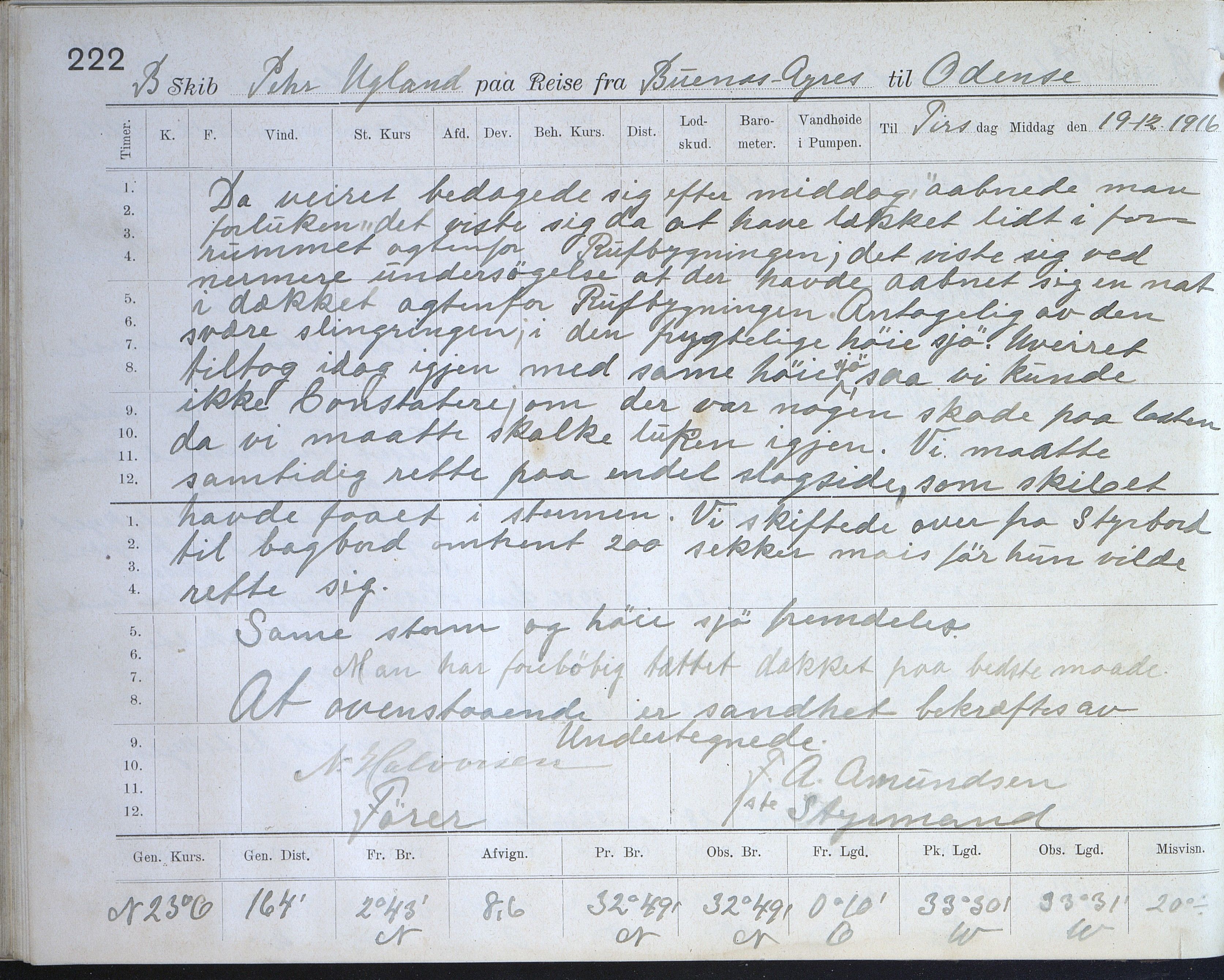 Fartøysarkivet, AAKS/PA-1934/F/L0272: Pehr Ugland (bark), 1891-1929, p. 222