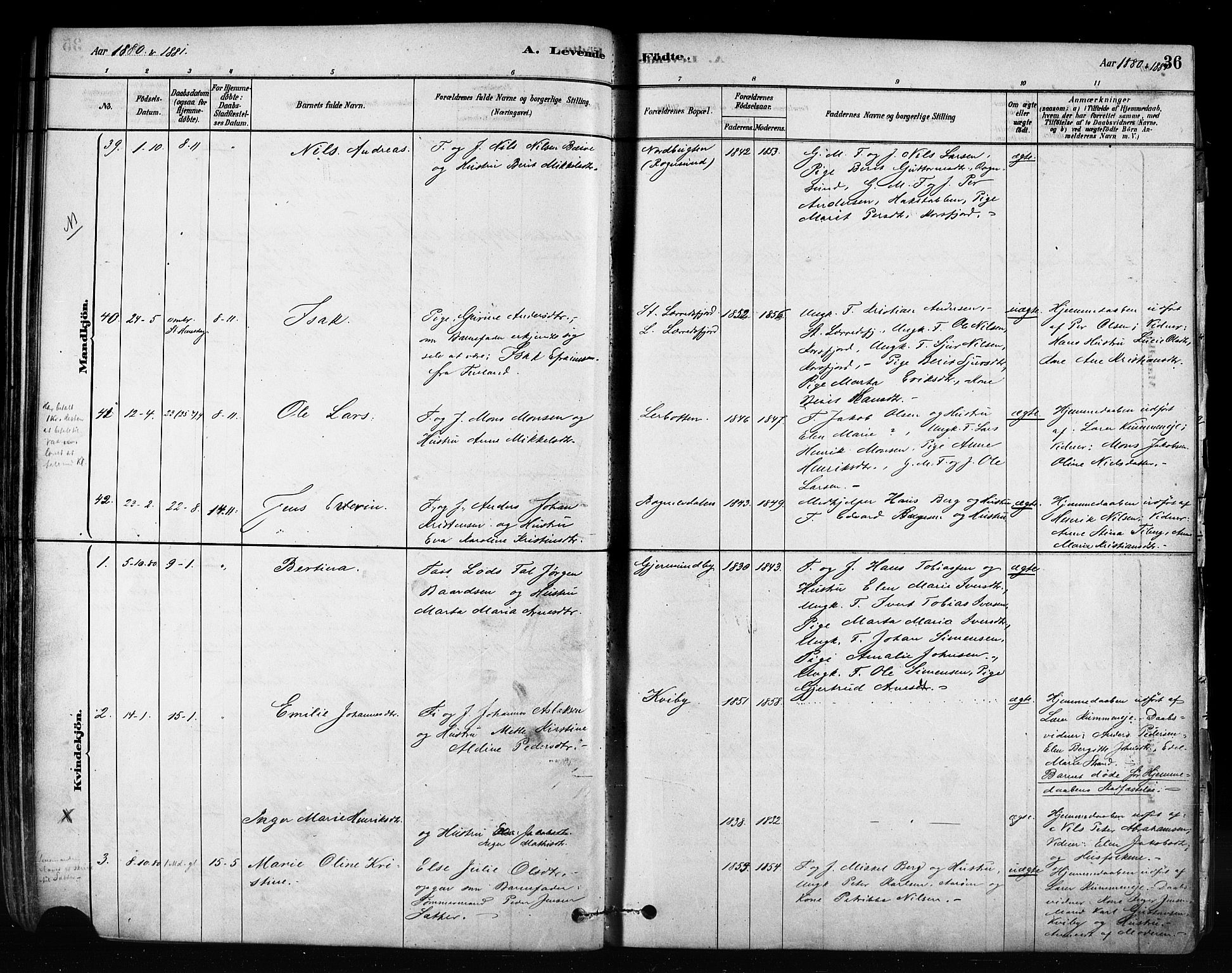 Talvik sokneprestkontor, SATØ/S-1337/H/Ha/L0012kirke: Parish register (official) no. 12, 1878-1886, p. 36