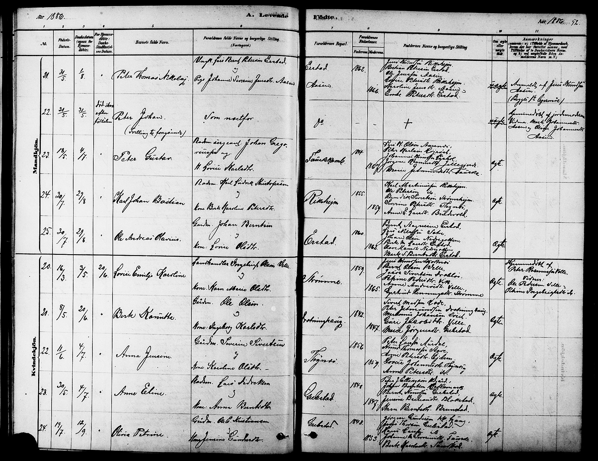 Ministerialprotokoller, klokkerbøker og fødselsregistre - Møre og Romsdal, AV/SAT-A-1454/523/L0339: Parish register (copy) no. 523C02, 1878-1891, p. 52