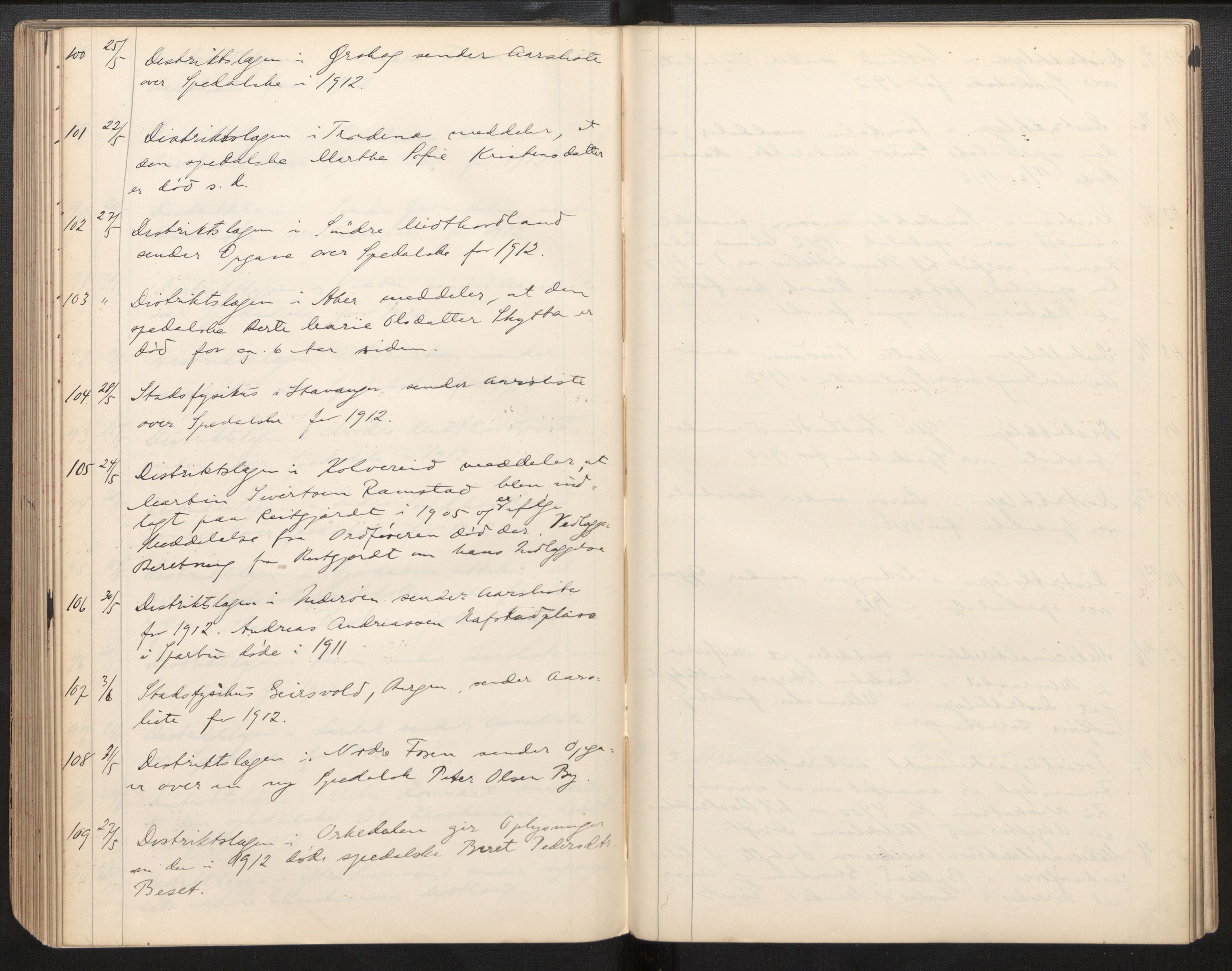 Lepraarkiver - Overlegen for den spedalske sykdom, AV/SAB-A-61001/B.c/L0007: Journal, 1899-1916