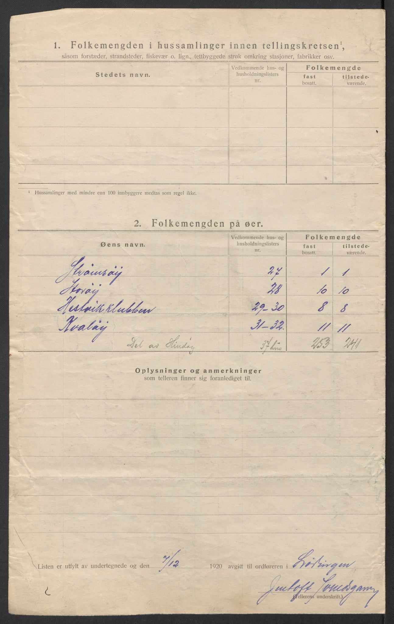 SAT, 1920 census for Lødingen, 1920, p. 23