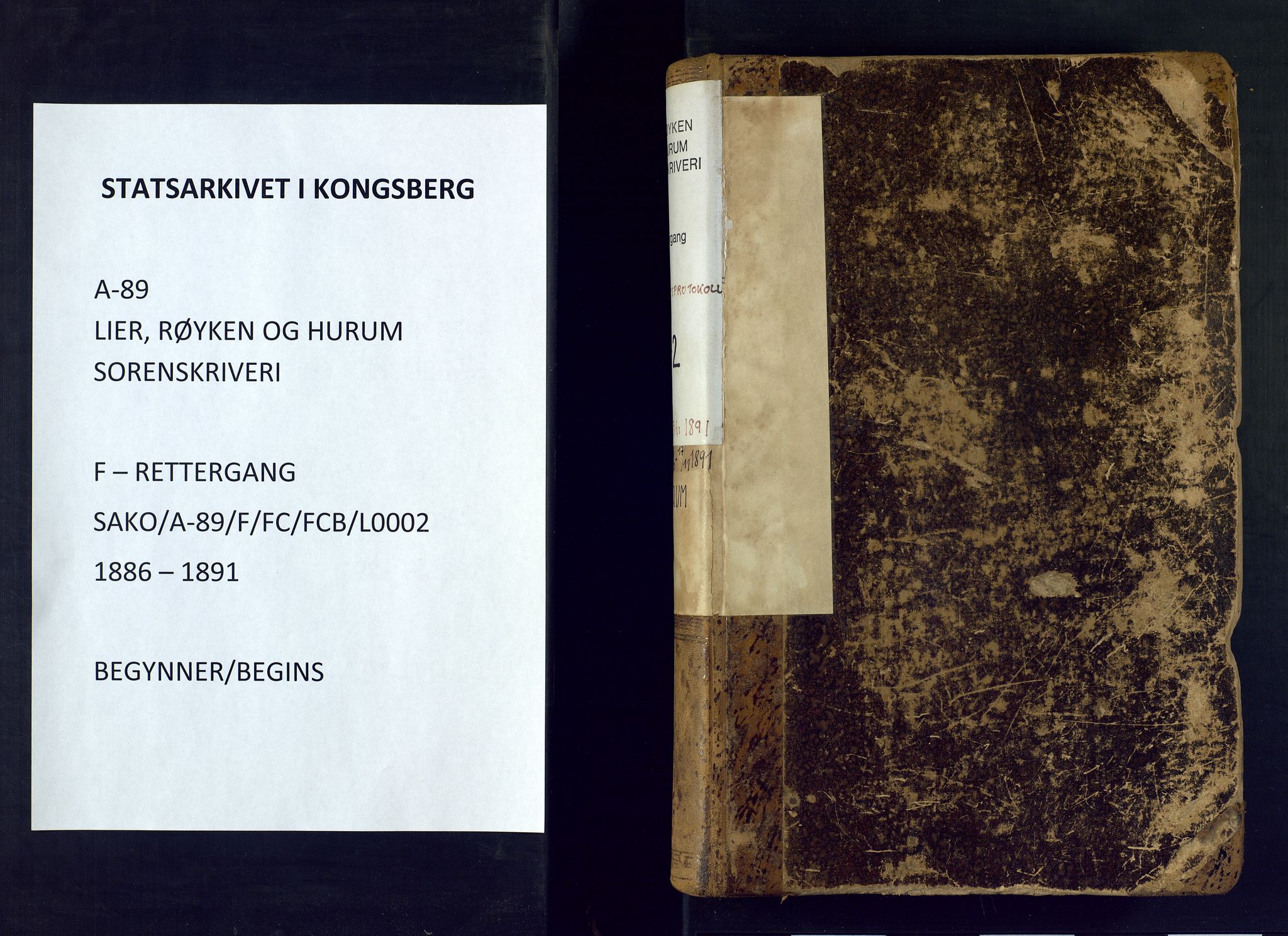 Lier, Røyken og Hurum sorenskriveri, SAKO/A-89/F/Fc/Fcb/L0002: Ekstrarettsprotokoll, 1886-1891