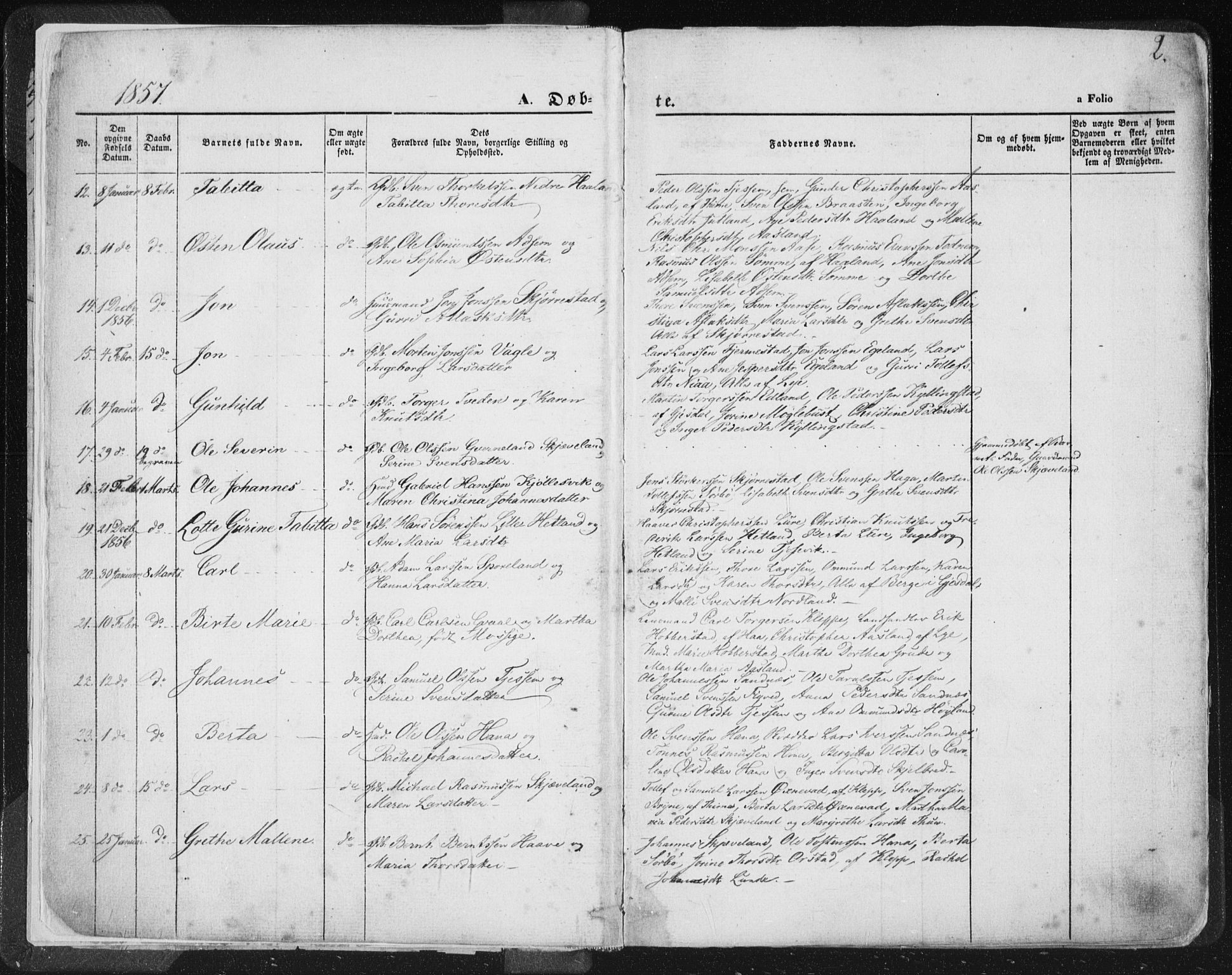 Høyland sokneprestkontor, SAST/A-101799/001/30BA/L0010: Parish register (official) no. A 9.1, 1857-1877, p. 2