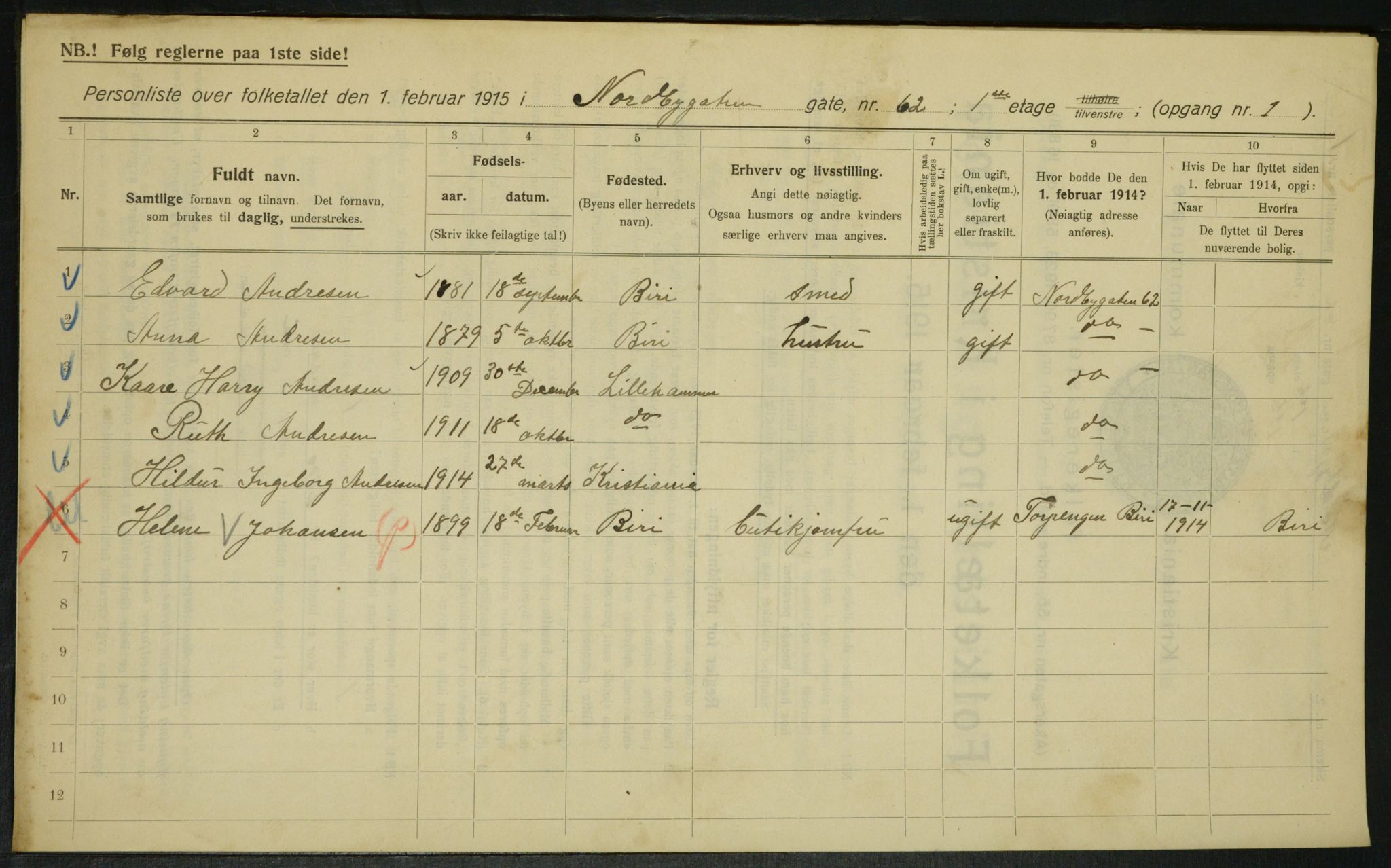 OBA, Municipal Census 1915 for Kristiania, 1915, p. 71544