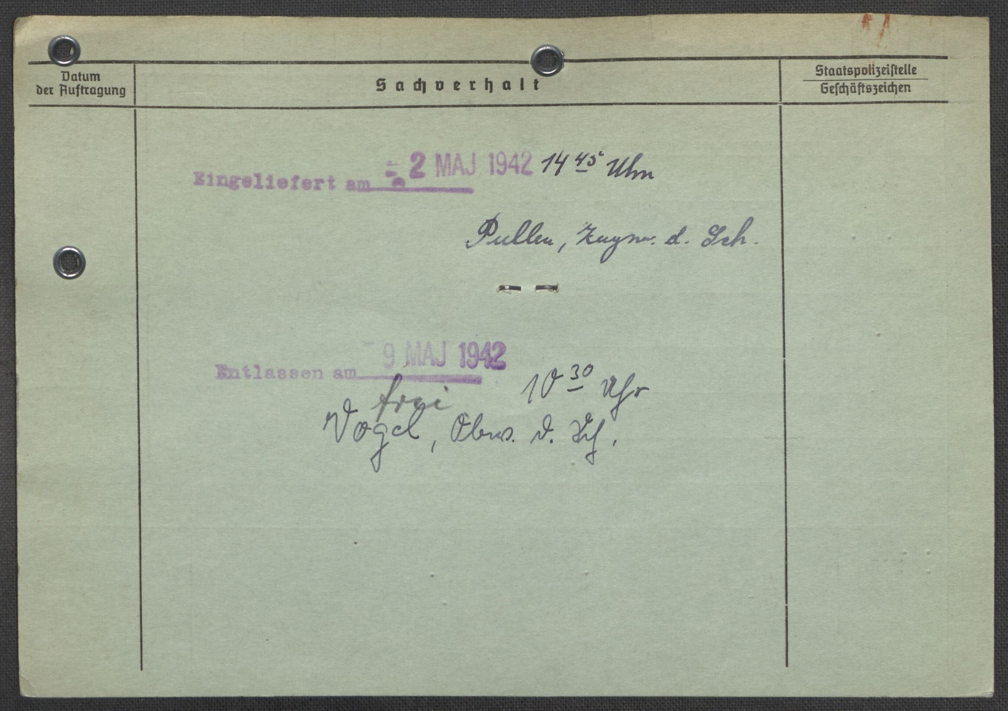 Befehlshaber der Sicherheitspolizei und des SD, AV/RA-RAFA-5969/E/Ea/Eaa/L0006: Register over norske fanger i Møllergata 19: Kj-Lund, 1940-1945, p. 549