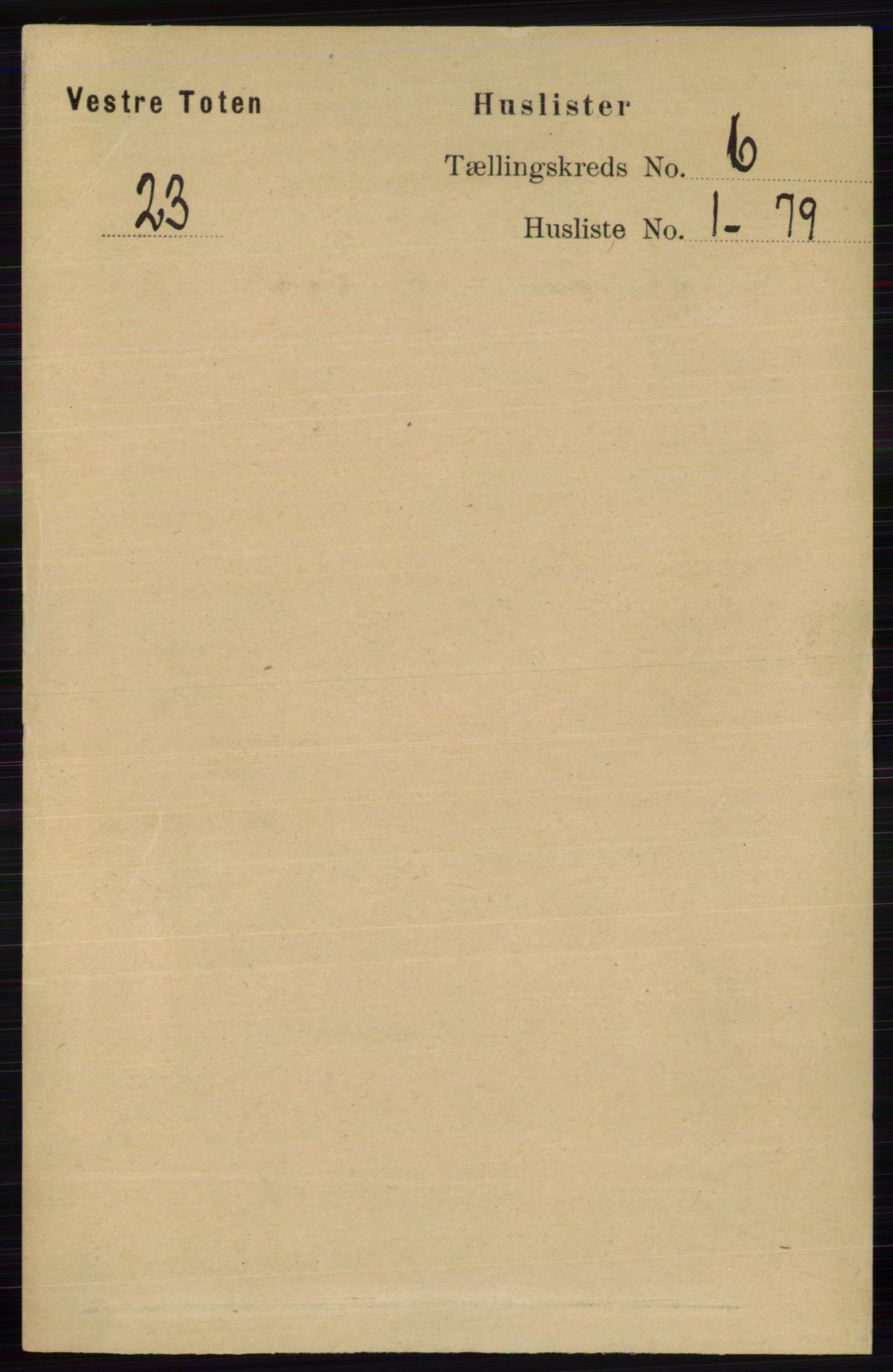 RA, 1891 census for 0529 Vestre Toten, 1891, p. 3733