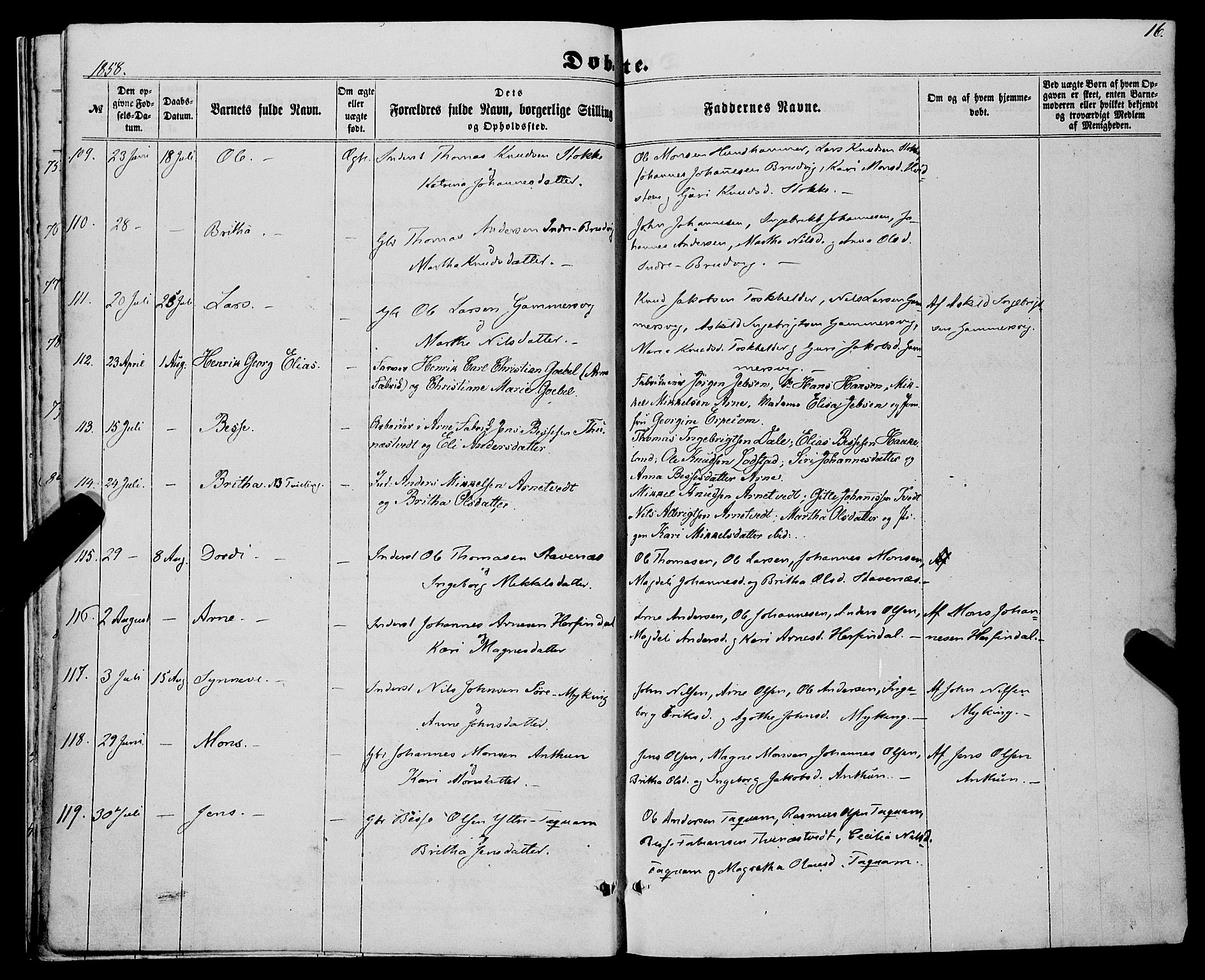 Haus sokneprestembete, AV/SAB-A-75601/H/Haa: Parish register (official) no. A 17, 1858-1870, p. 16