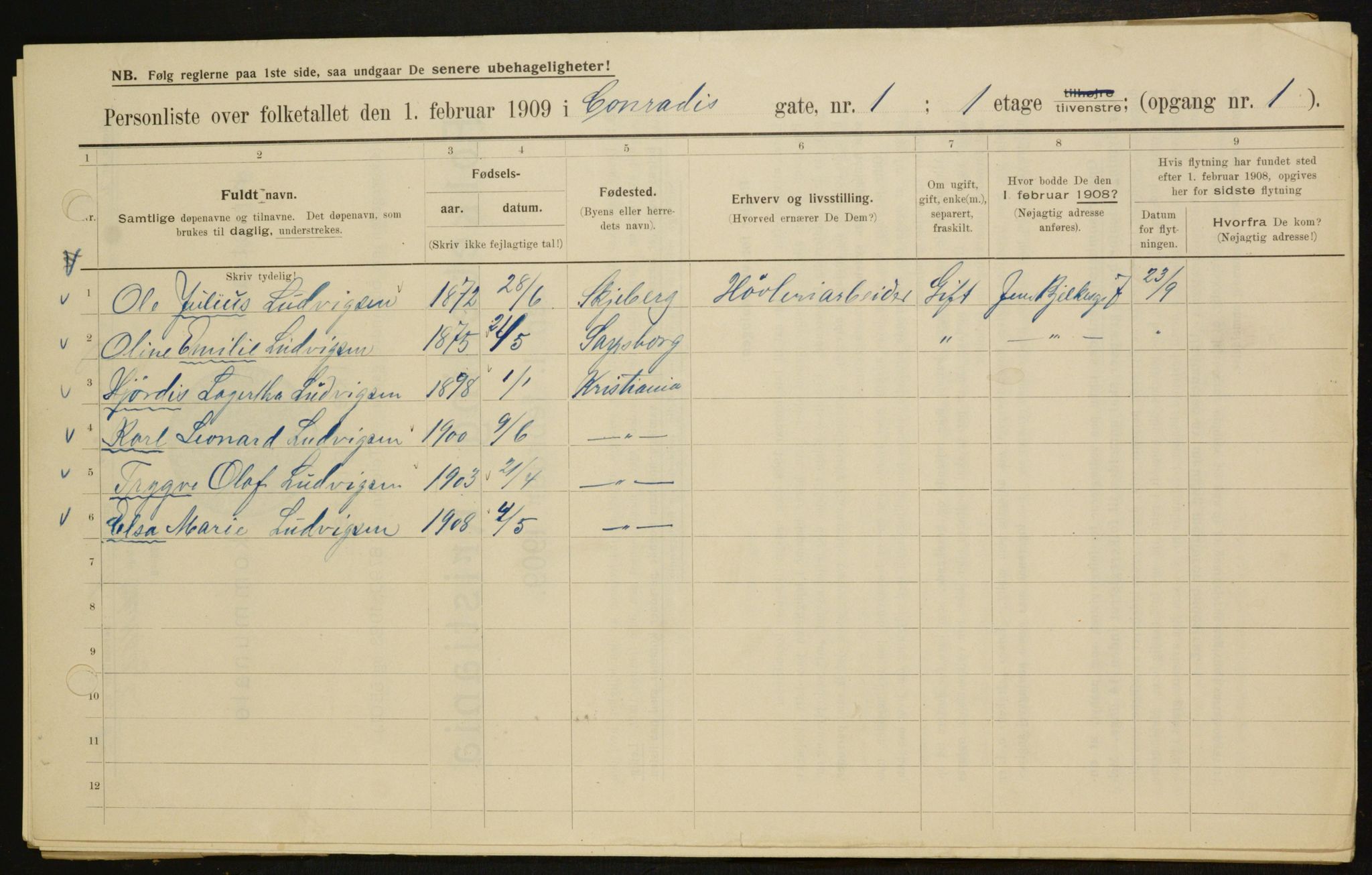 OBA, Municipal Census 1909 for Kristiania, 1909, p. 12038