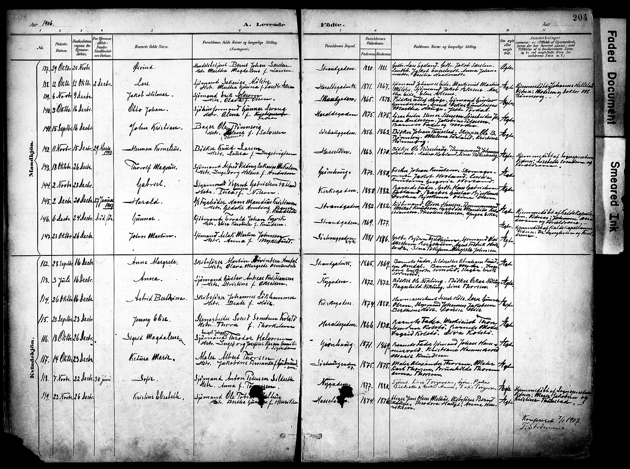 Haugesund sokneprestkontor, AV/SAST-A -101863/H/Ha/Haa/L0006: Parish register (official) no. A 6, 1891-1907, p. 204