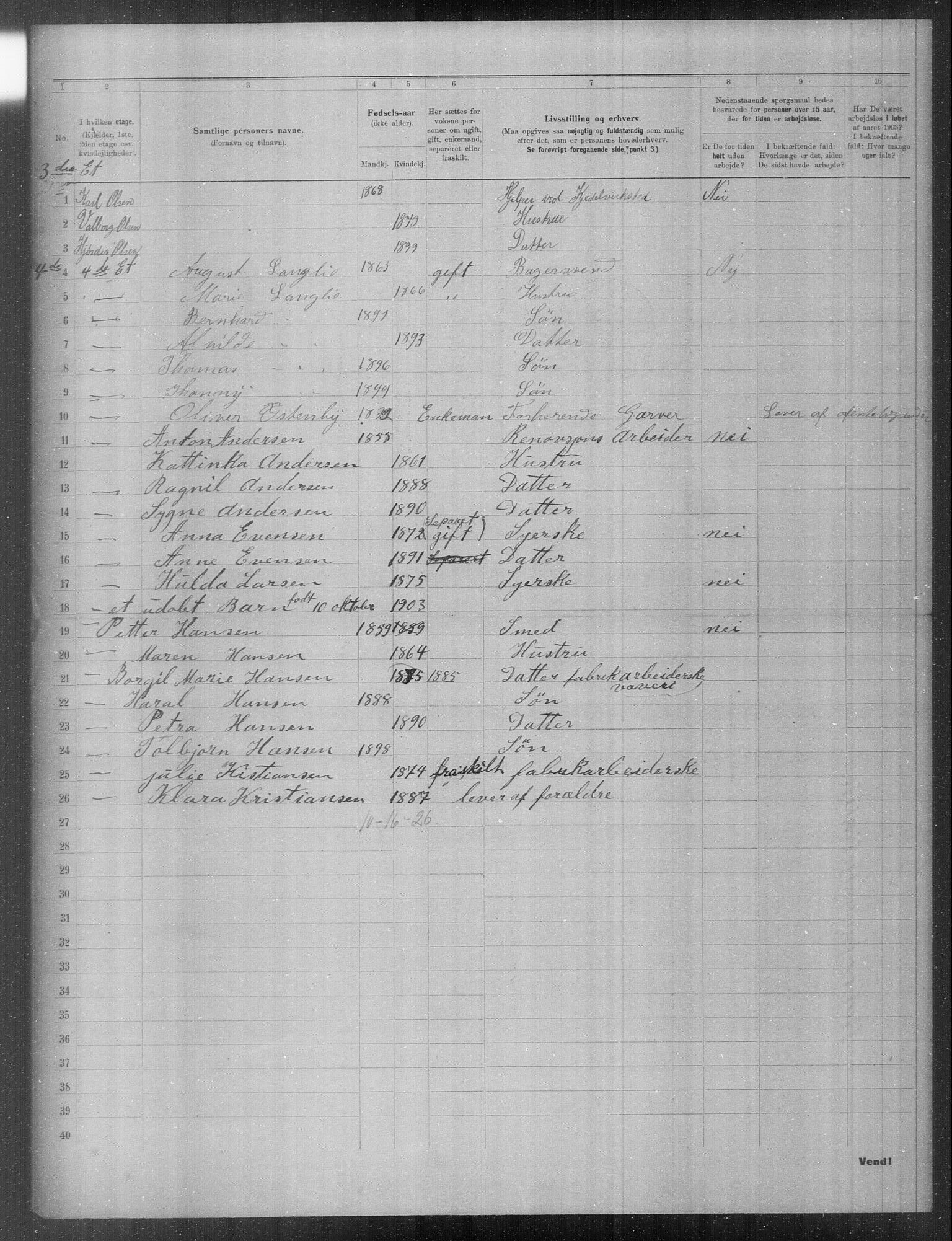 OBA, Municipal Census 1903 for Kristiania, 1903, p. 17282