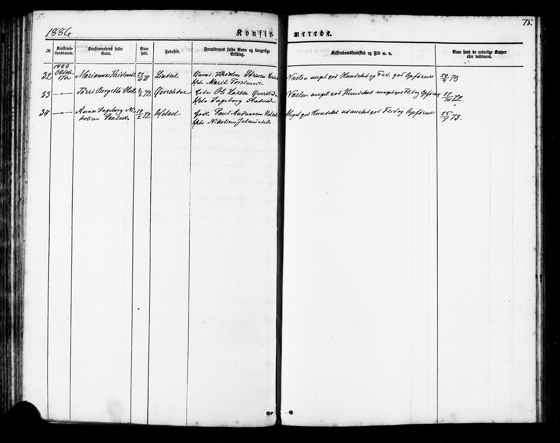 Ministerialprotokoller, klokkerbøker og fødselsregistre - Møre og Romsdal, SAT/A-1454/541/L0545: Parish register (official) no. 541A02, 1872-1886, p. 75