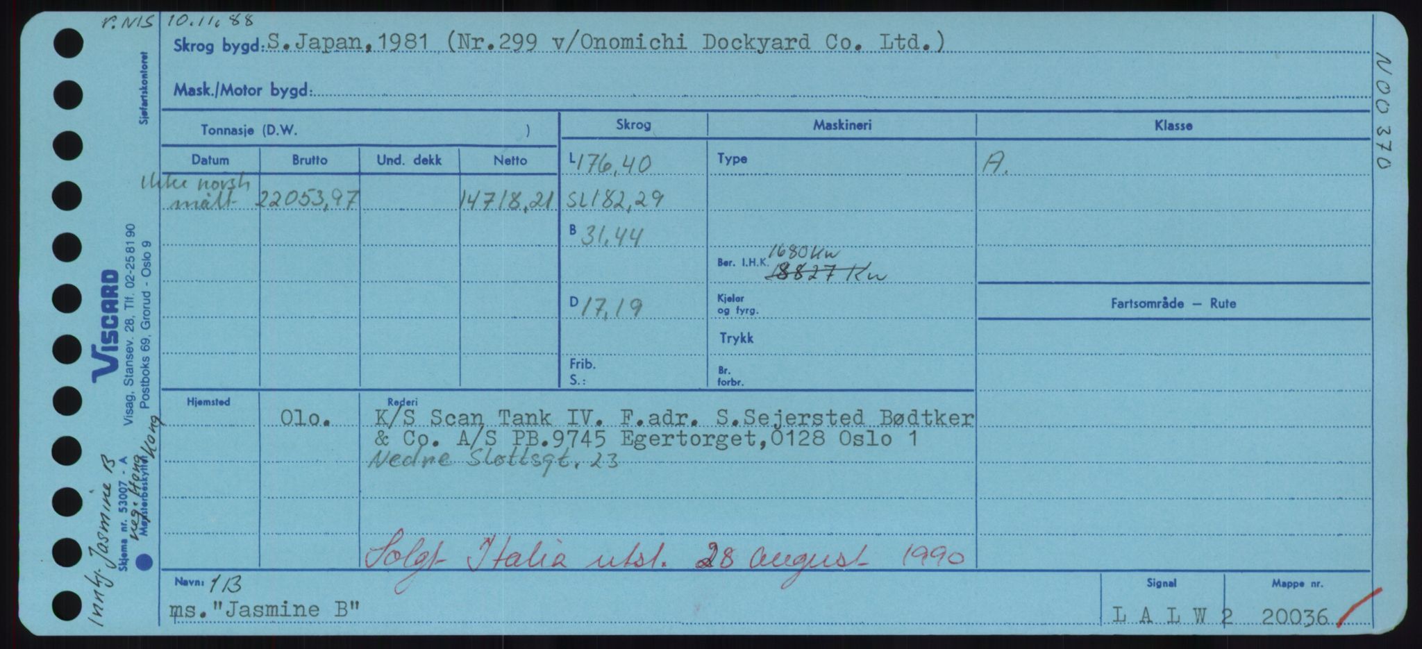 Sjøfartsdirektoratet med forløpere, Skipsmålingen, RA/S-1627/H/Hd/L0019: Fartøy, J, p. 293