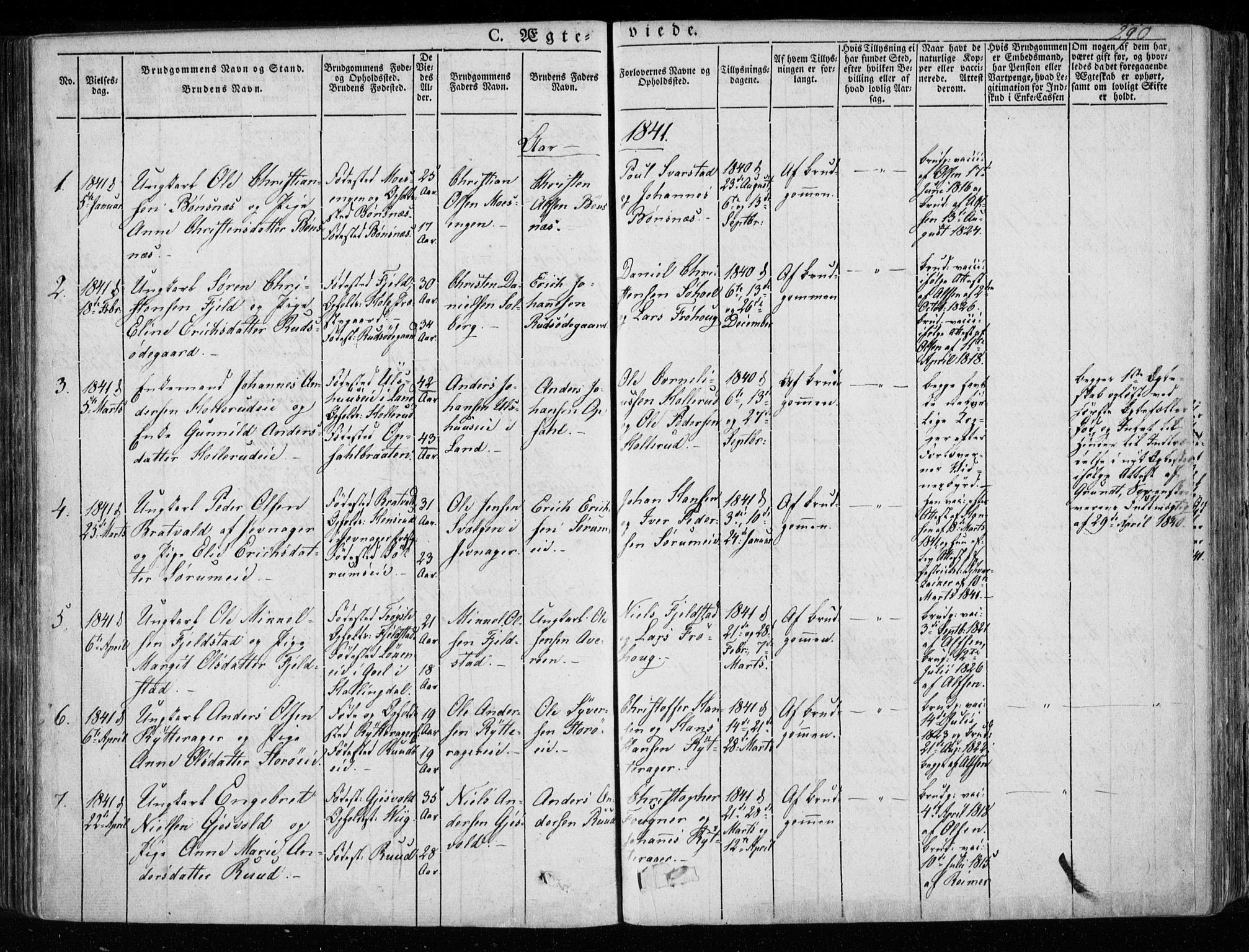 Hole kirkebøker, SAKO/A-228/F/Fa/L0005: Parish register (official) no. I 5, 1833-1851, p. 290