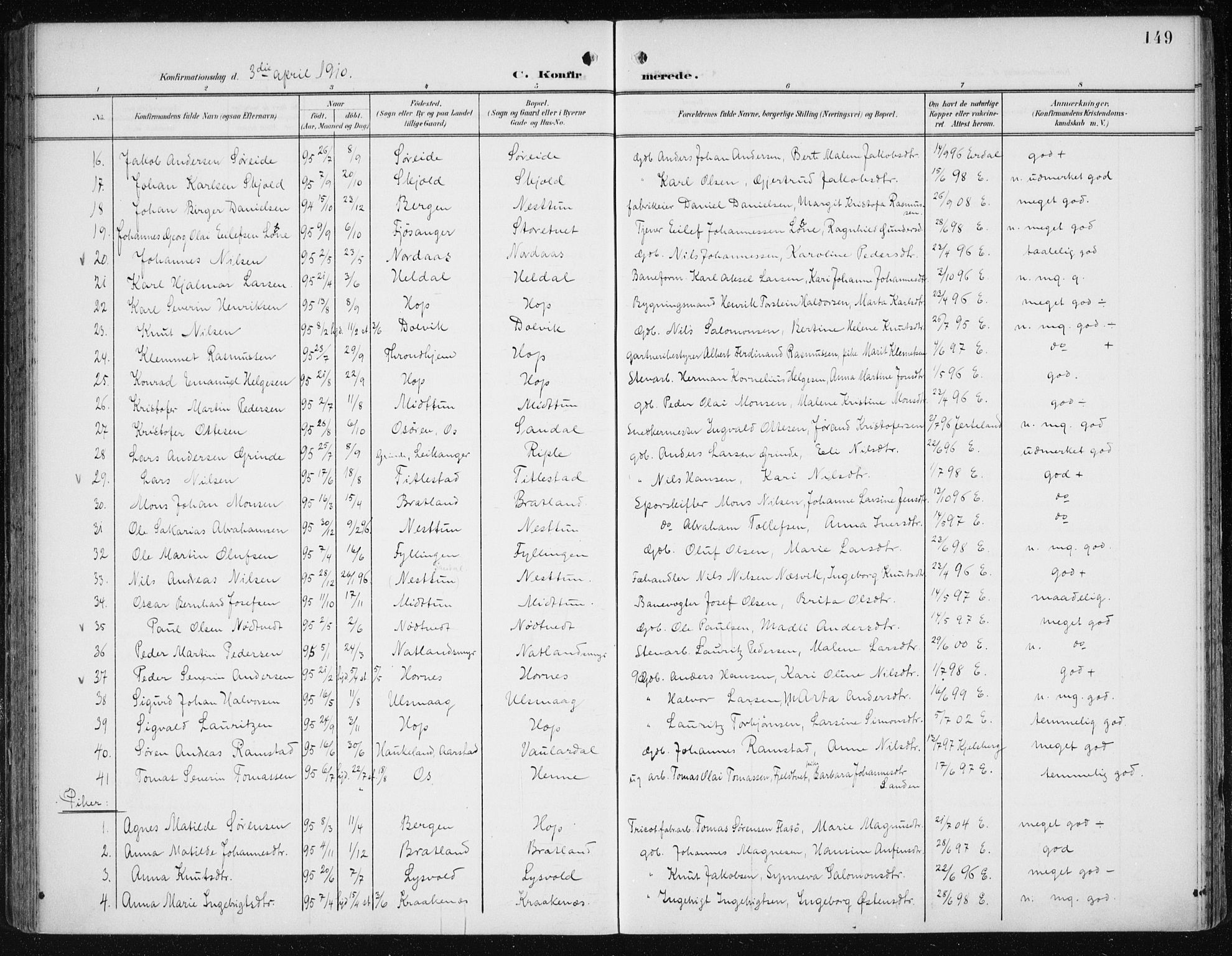 Fana Sokneprestembete, SAB/A-75101/H/Haa/Haai/L0003: Parish register (official) no. I 3, 1900-1912, p. 149