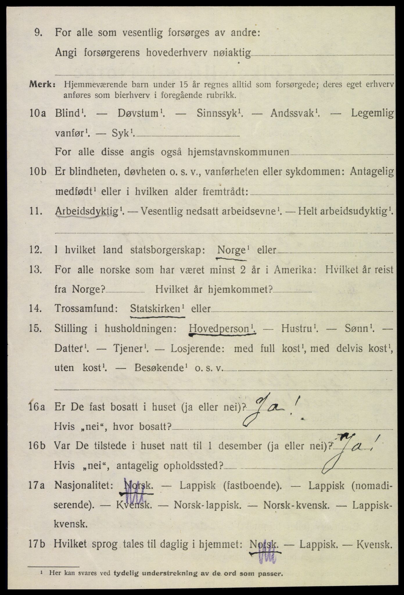 SAT, 1920 census for Grong, 1920, p. 2586